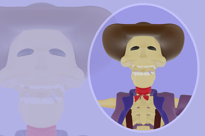 Stylized 3D Skeleton Cowboy Character - Cartoon 3D Model 3D model