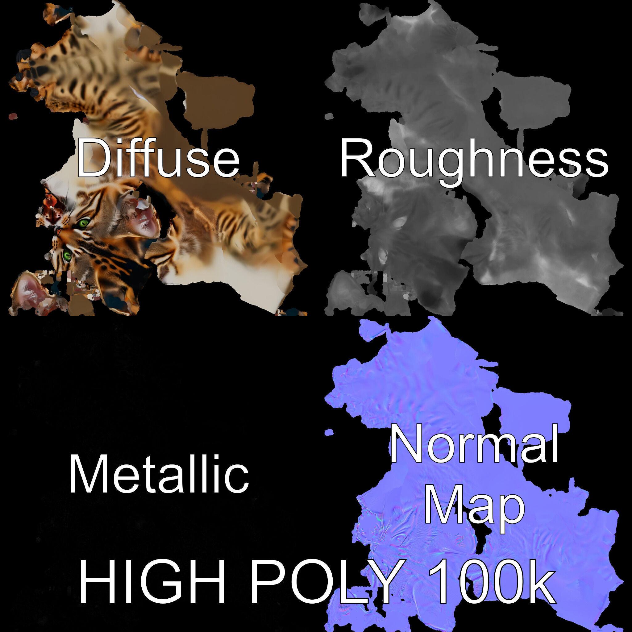 Realistic Wild Cat Model Pack for Animation and Interactive E... Low-poly 3D model_4