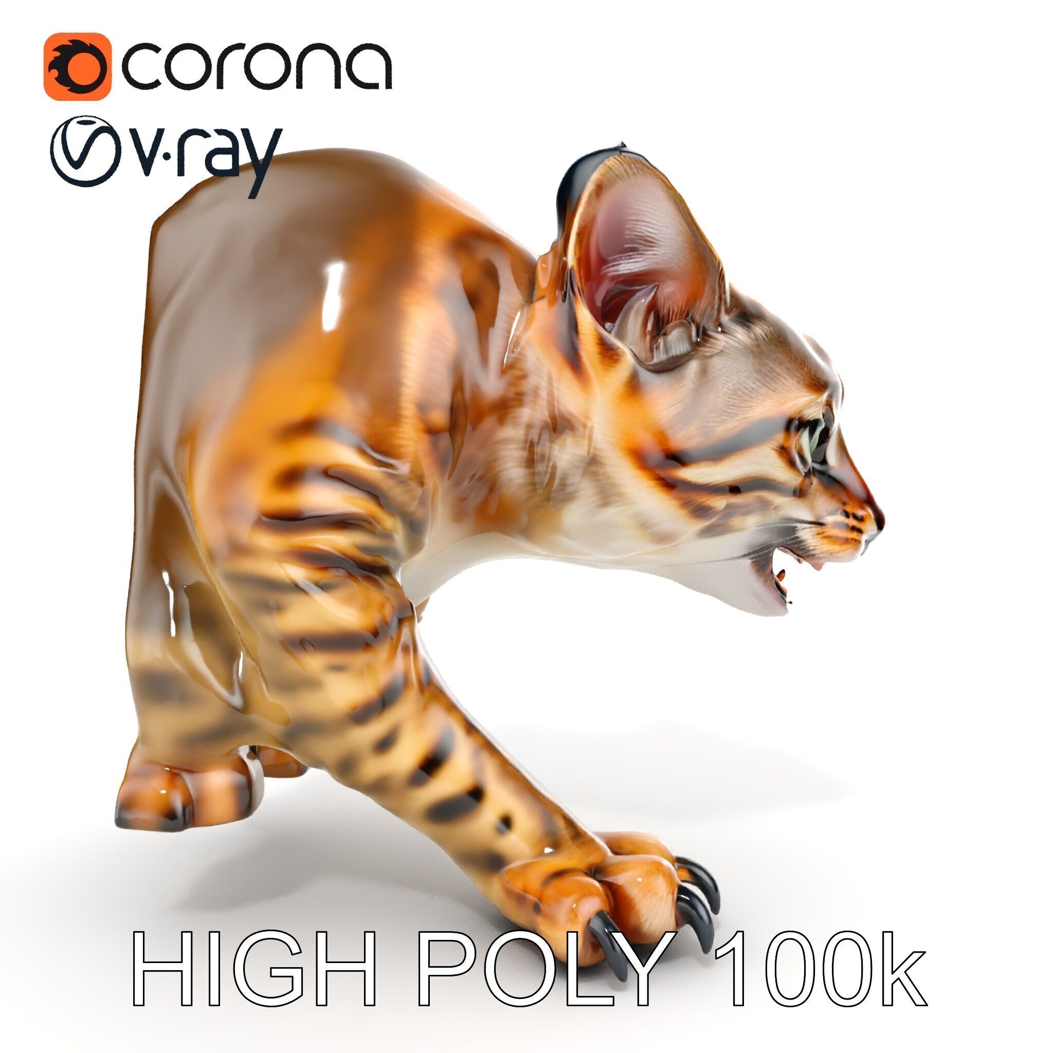 Realistic Wild Cat Model Pack for Animation and Interactive E... Low-poly 3D model_22