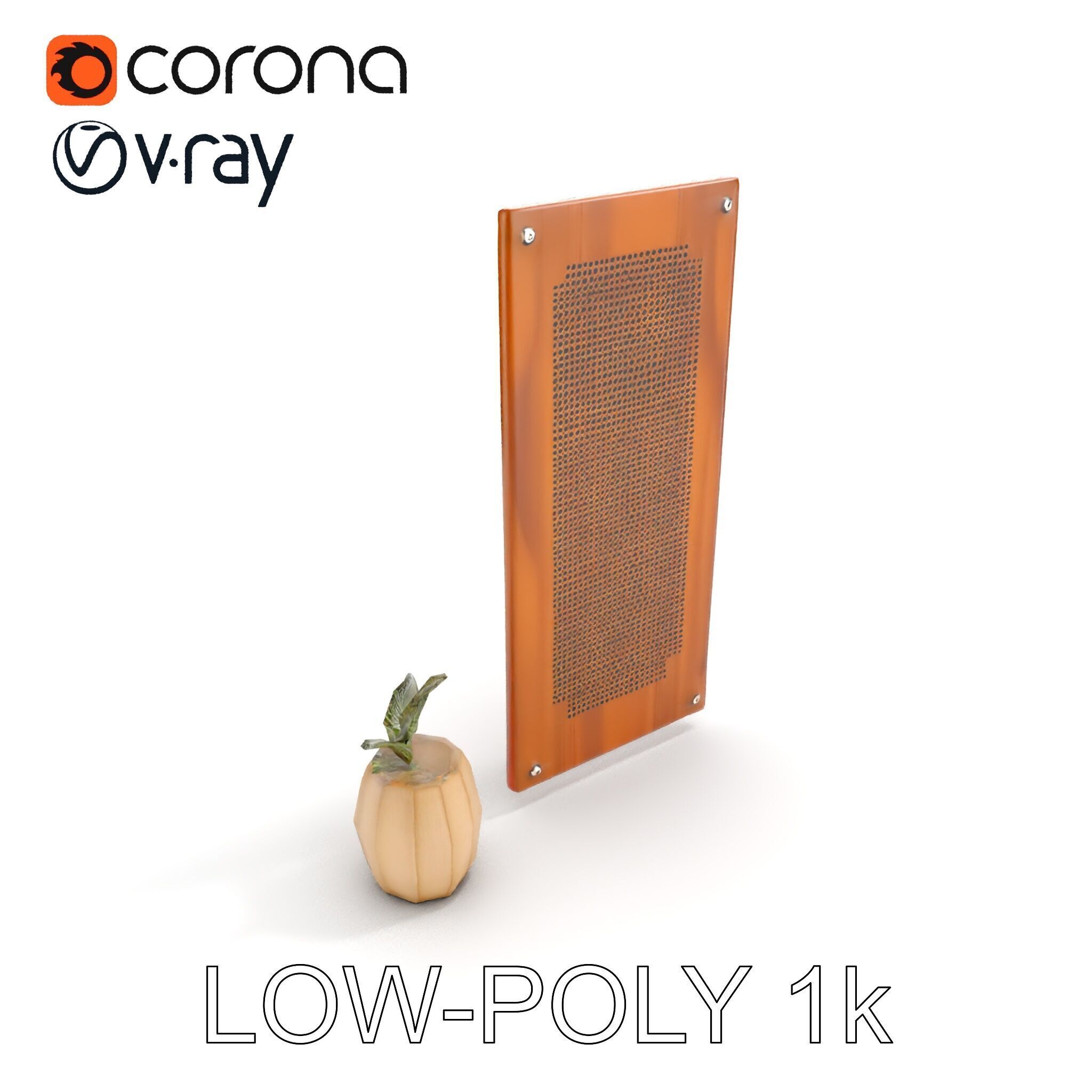 Modern Acoustic Panel and Vase D Model Pack Low-poly 3D model_13