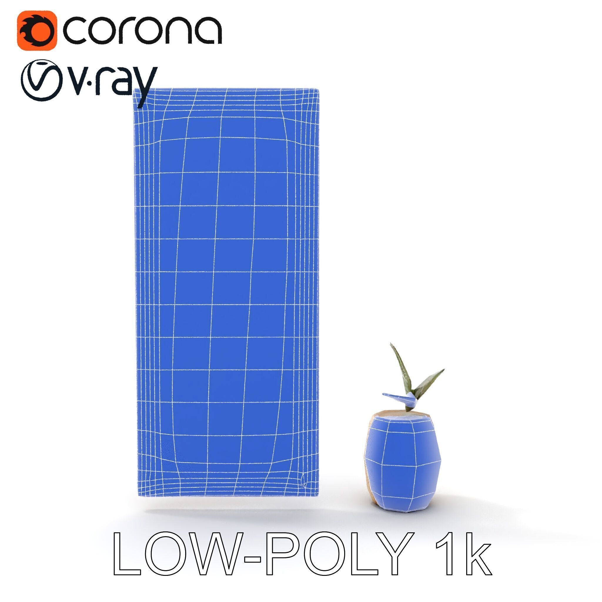 Modern Acoustic Panel and Vase D Model Pack Low-poly 3D model_27