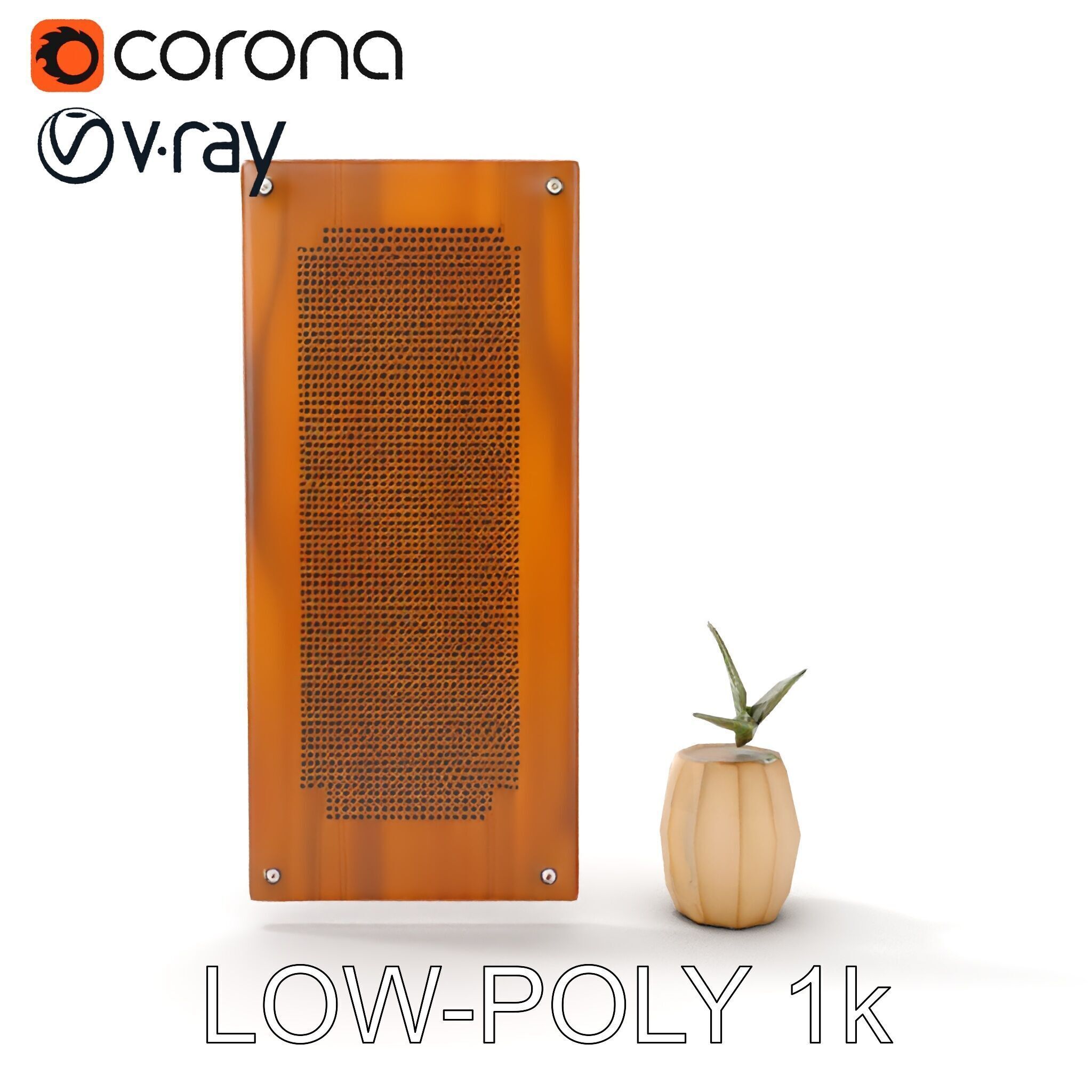 Modern Acoustic Panel and Vase D Model Pack Low-poly 3D model_10
