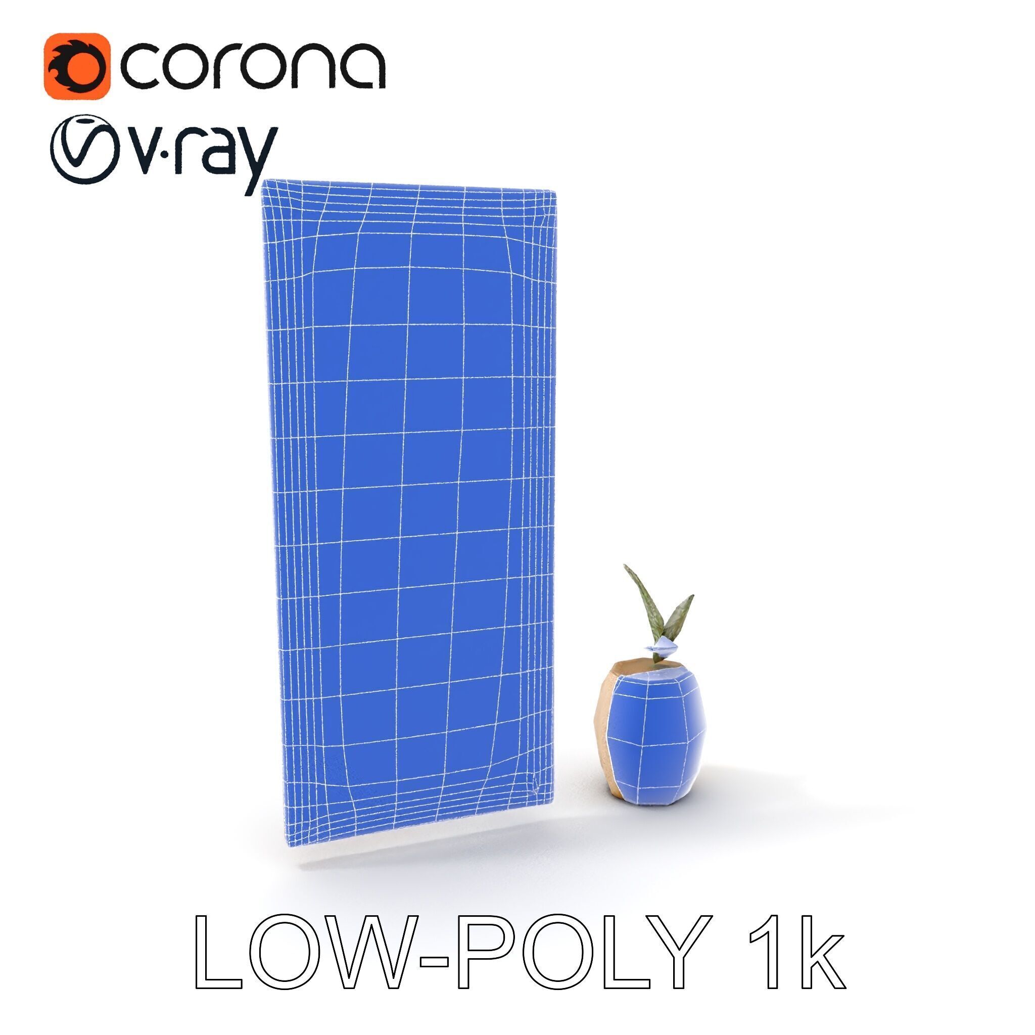 Modern Acoustic Panel and Vase D Model Pack Low-poly 3D model_21