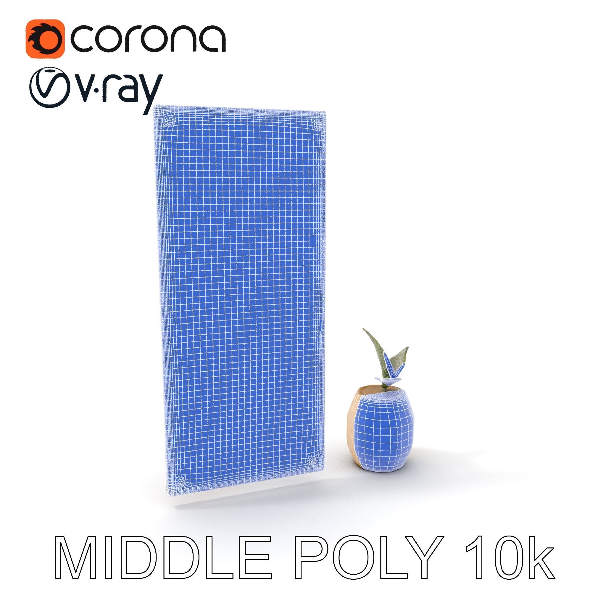 Modern Acoustic Panel and Vase D Model Pack Low-poly 3D model_29