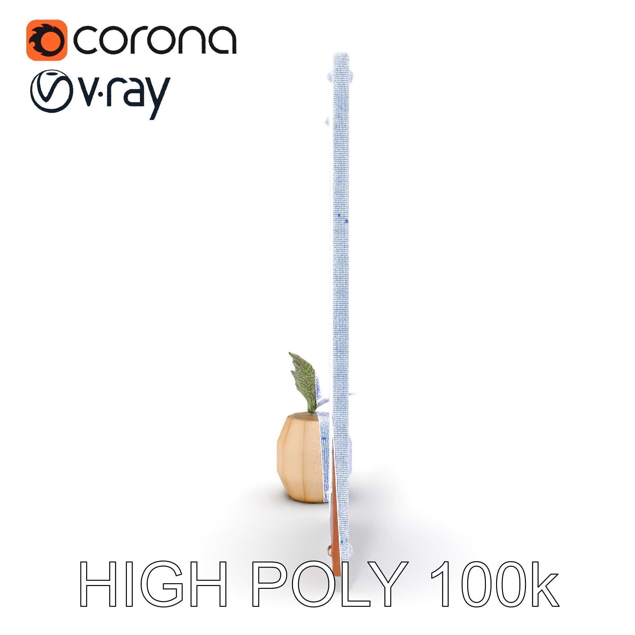 Modern Acoustic Panel and Vase D Model Pack Low-poly 3D model_36