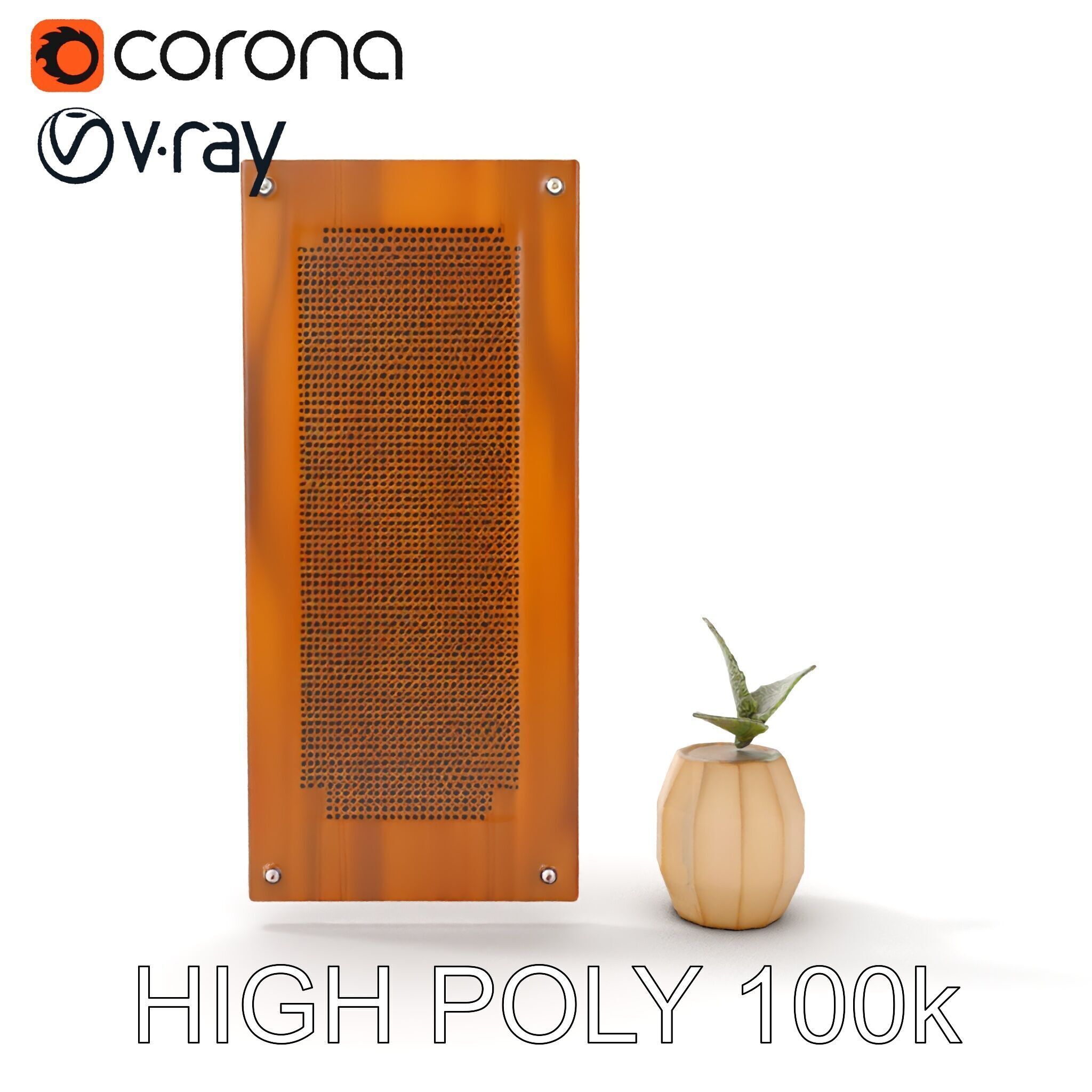 Modern Acoustic Panel and Vase D Model Pack Low-poly 3D model_14