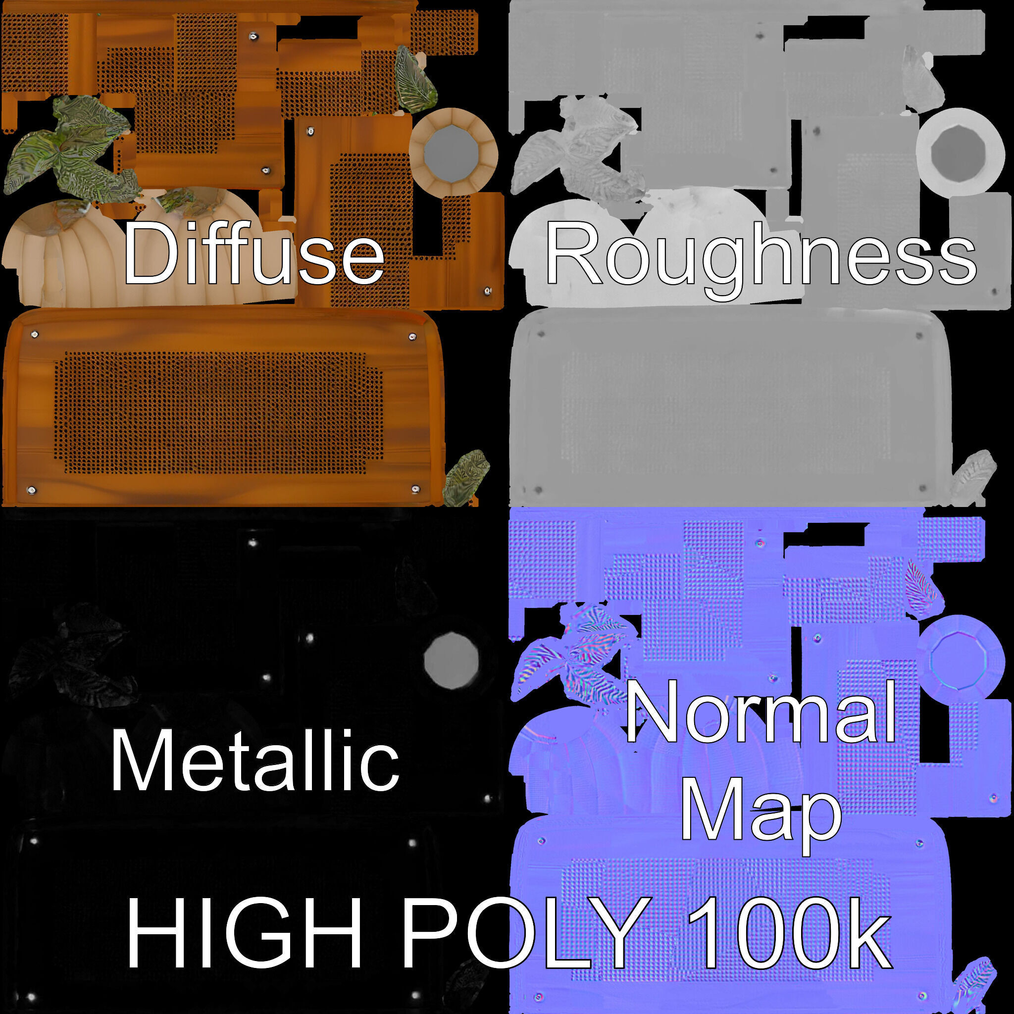 Modern Acoustic Panel and Vase D Model Pack Low-poly 3D model_4