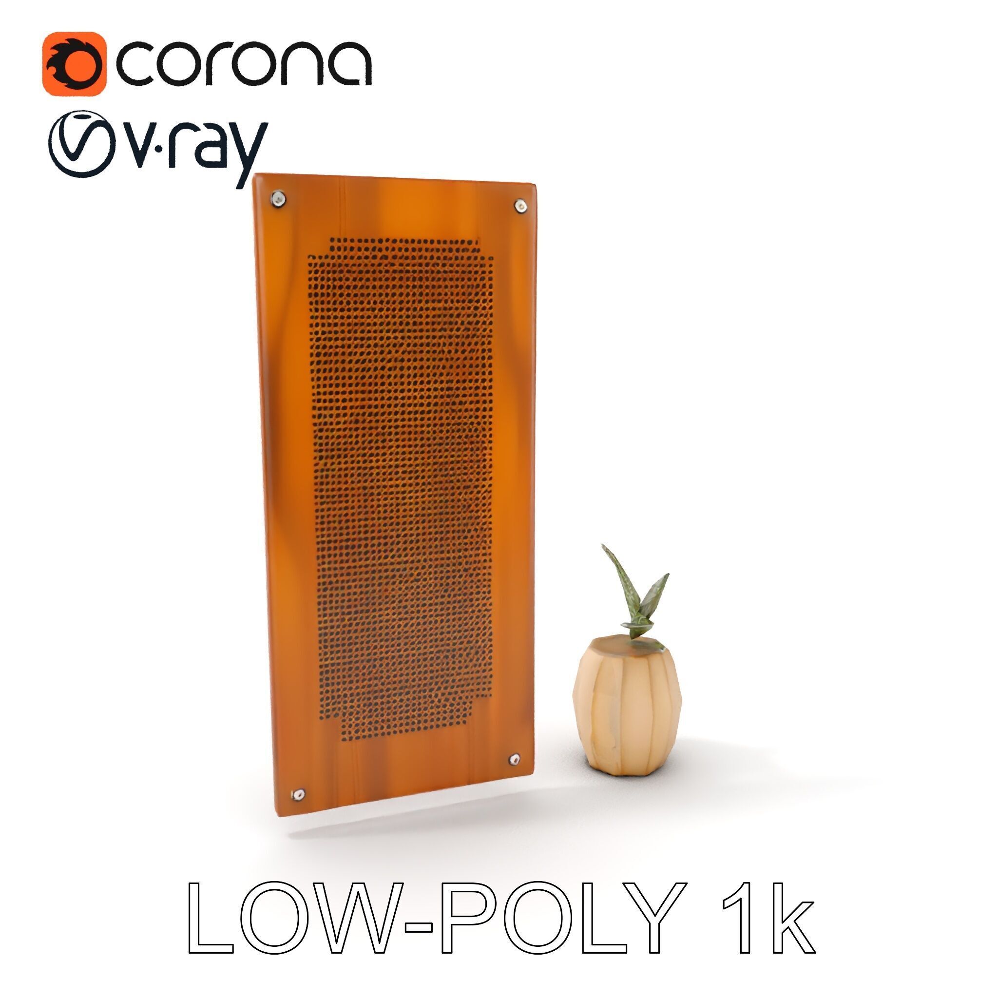 Modern Acoustic Panel and Vase D Model Pack Low-poly 3D model_8
