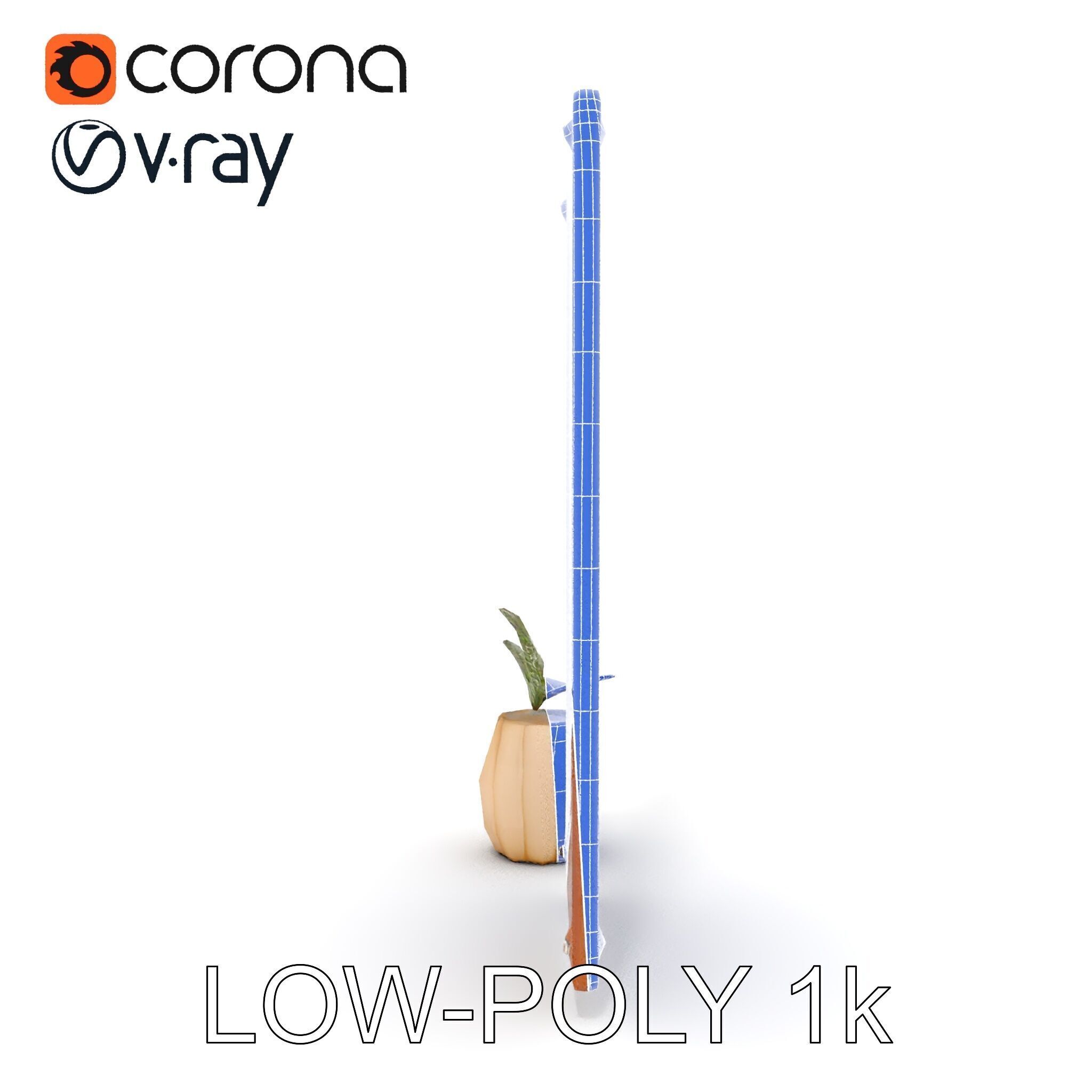 Modern Acoustic Panel and Vase D Model Pack Low-poly 3D model_30