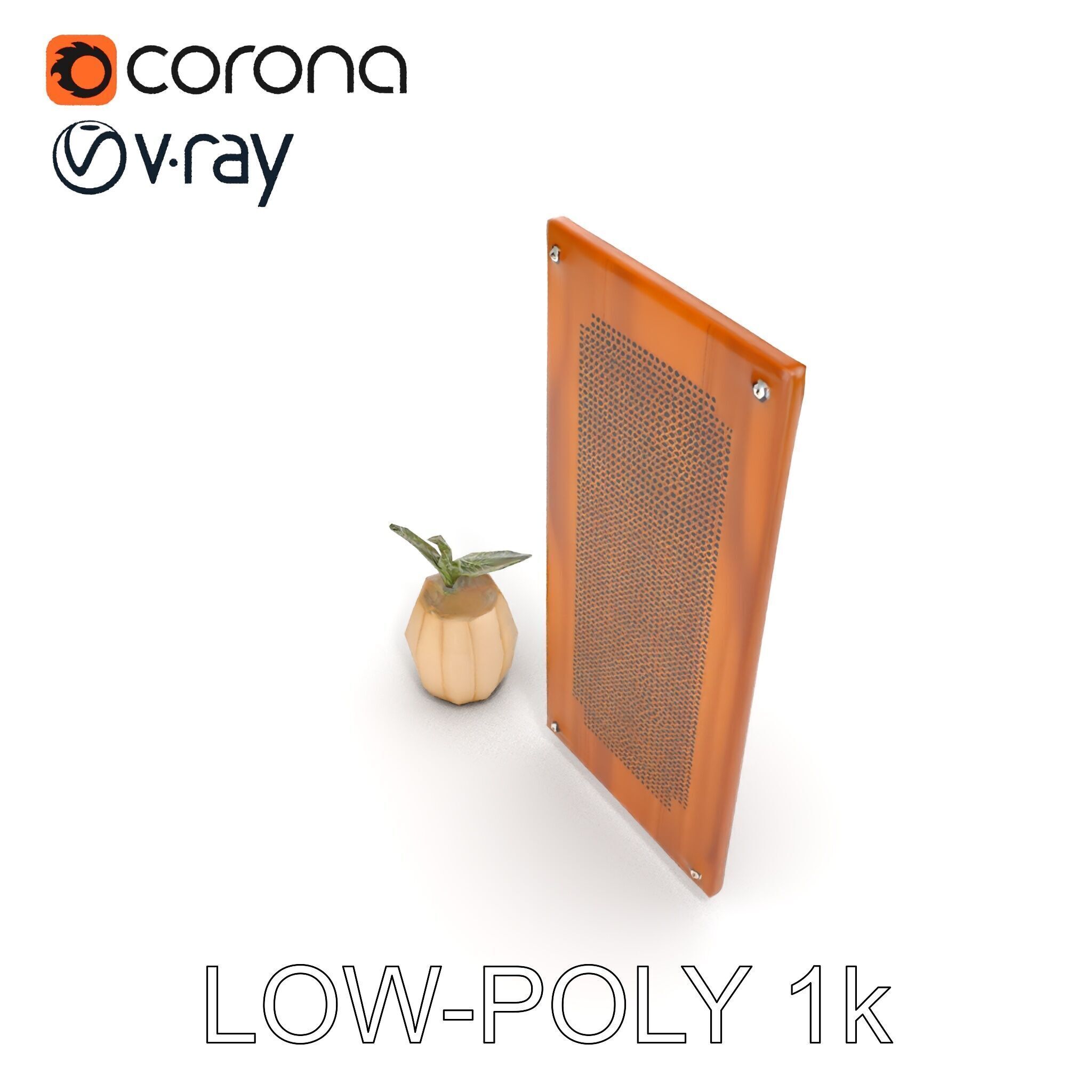 Modern Acoustic Panel and Vase D Model Pack Low-poly 3D model_24