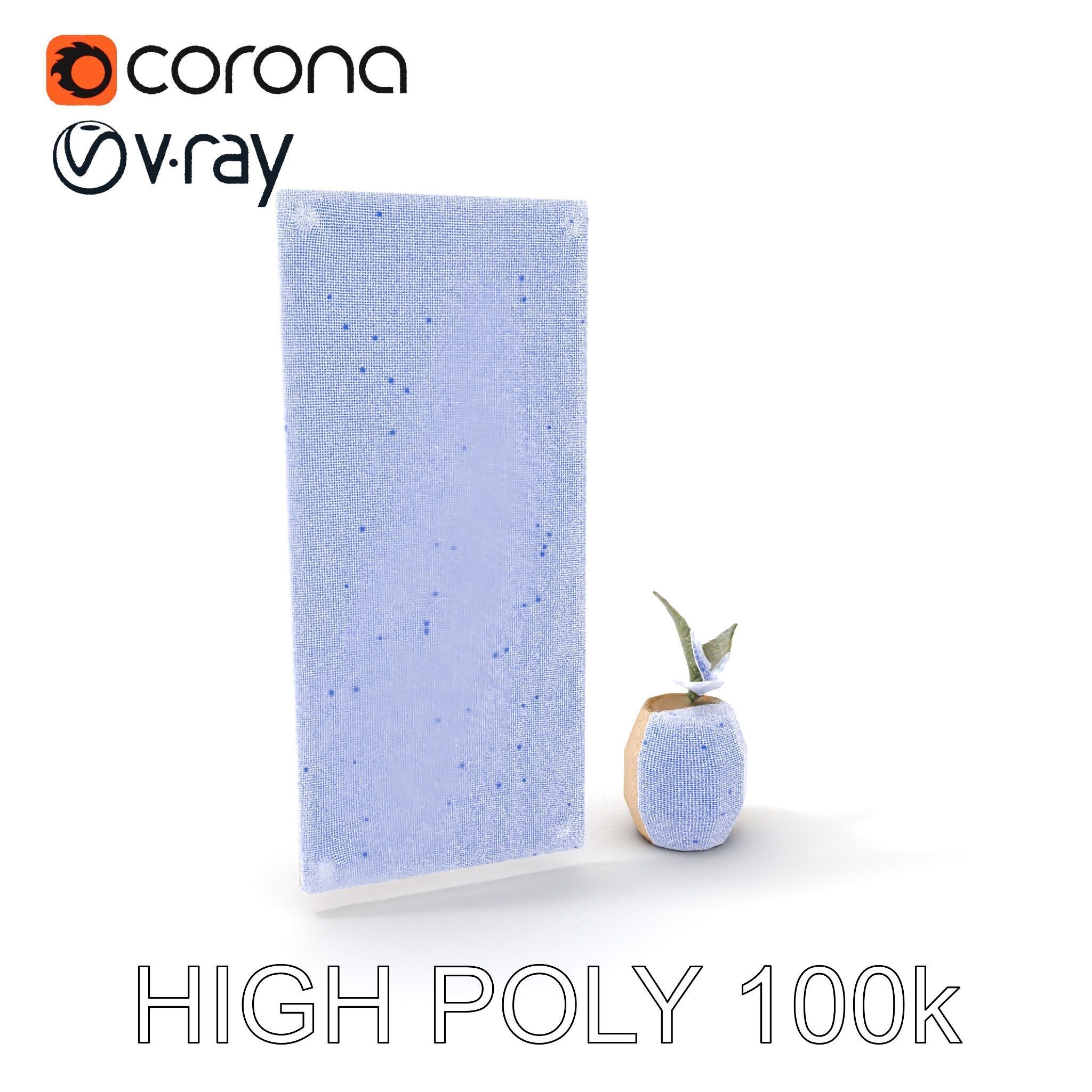 Modern Acoustic Panel and Vase D Model Pack Low-poly 3D model_5