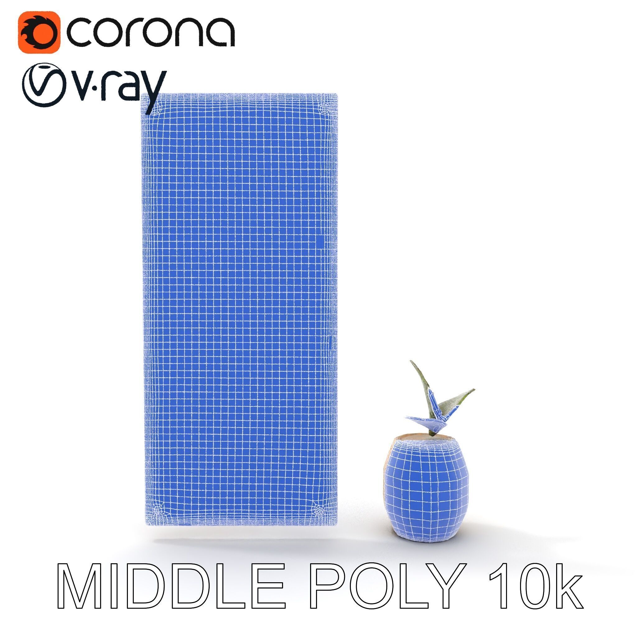 Modern Acoustic Panel and Vase D Model Pack Low-poly 3D model_18