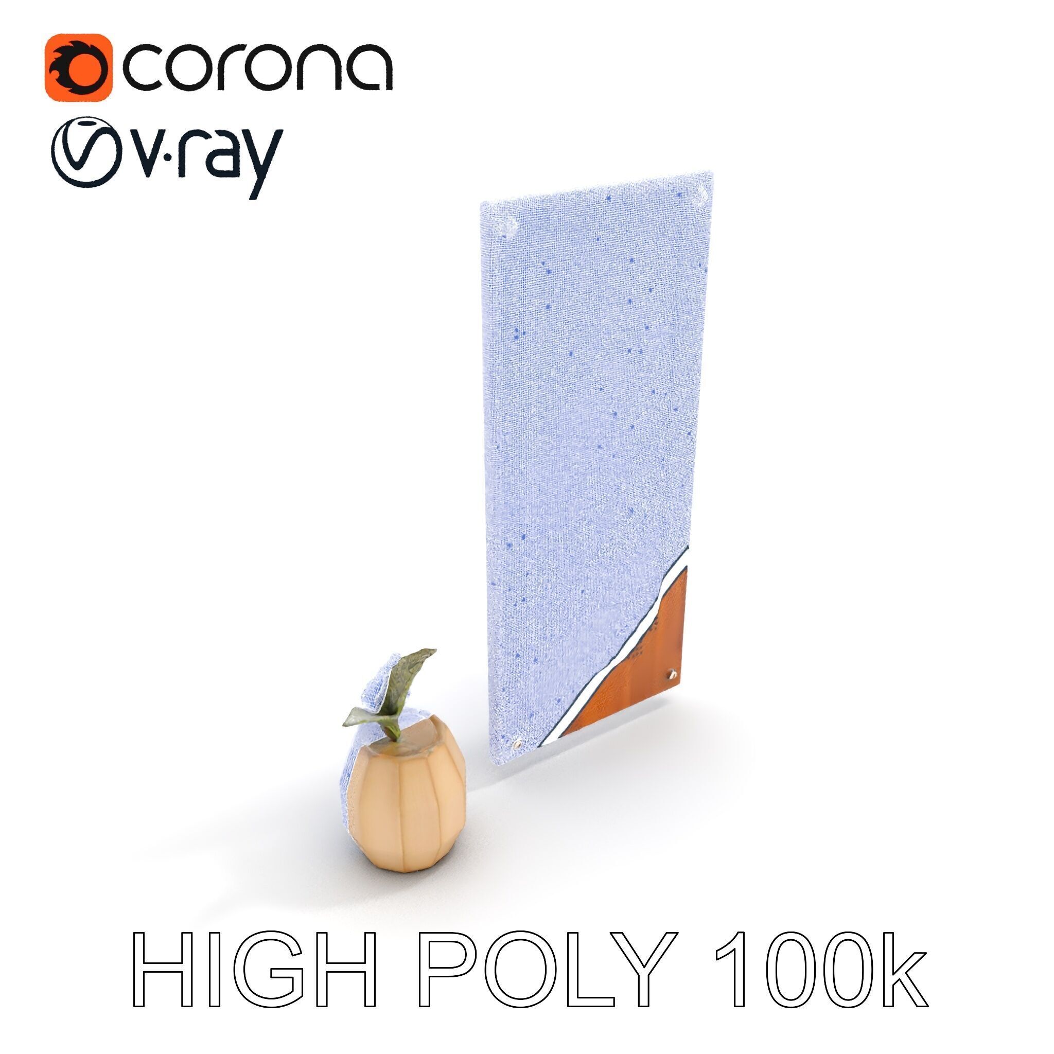 Modern Acoustic Panel and Vase D Model Pack Low-poly 3D model_28