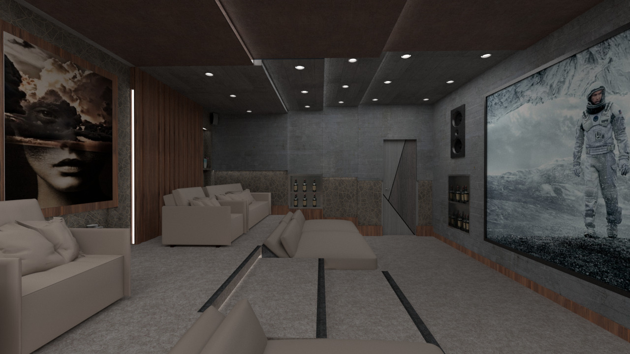 Modern Home Cinema Room Conceptual 3D Scene 3D model_7
