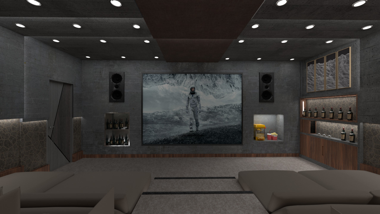 Modern Home Cinema Room Conceptual 3D Scene 3D model_5