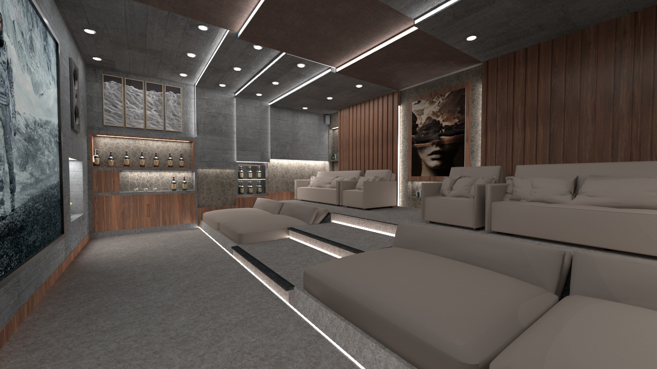 Modern Home Cinema Room Conceptual 3D Scene 3D model_1