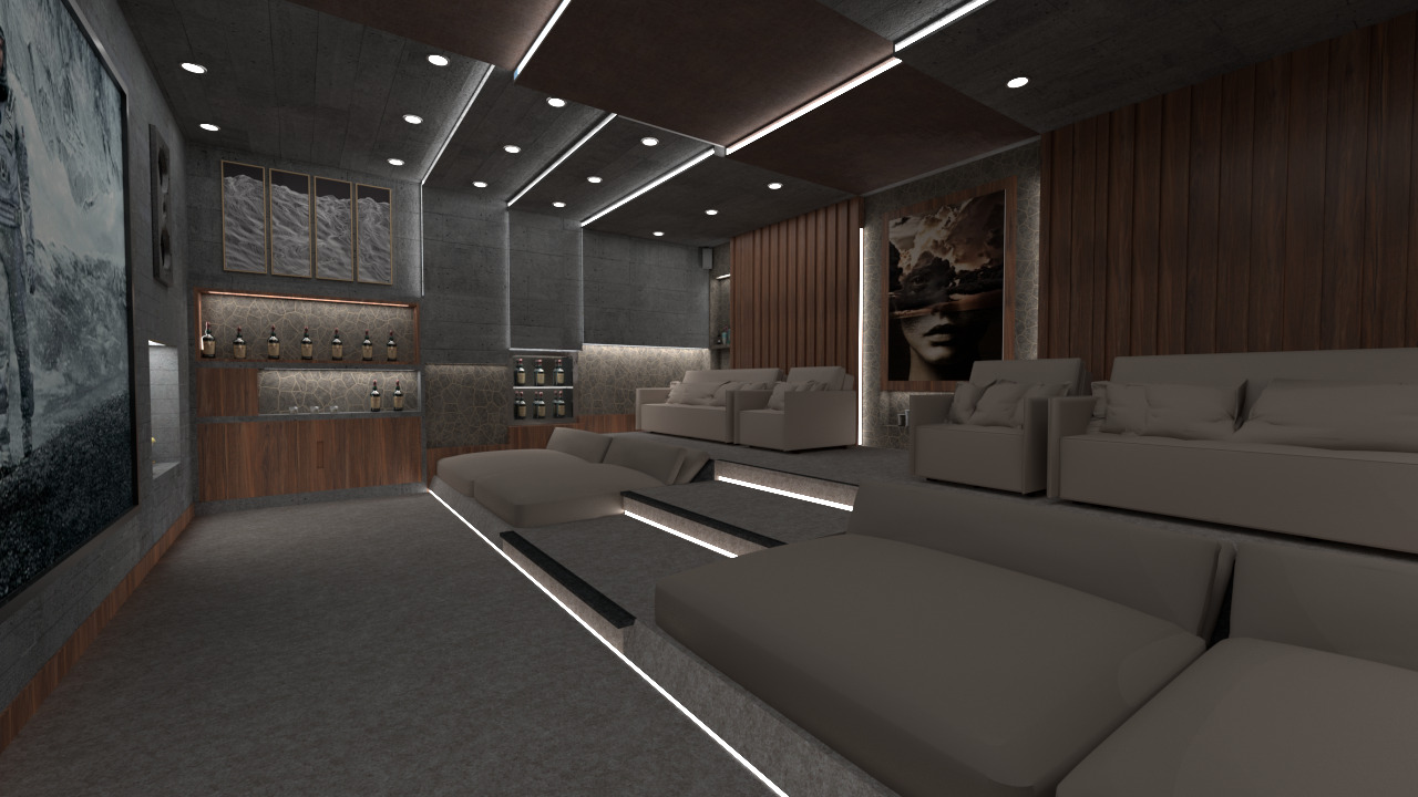 Modern Home Cinema Room Conceptual 3D Scene 3D model_2
