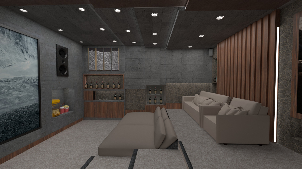 Modern Home Cinema Room Conceptual 3D Scene 3D model_6