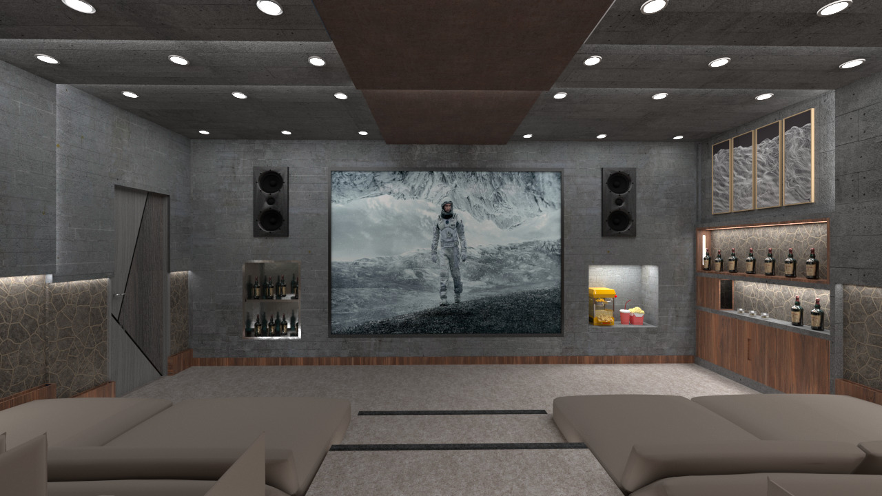 Modern Home Cinema Room Conceptual 3D Scene 3D model_4