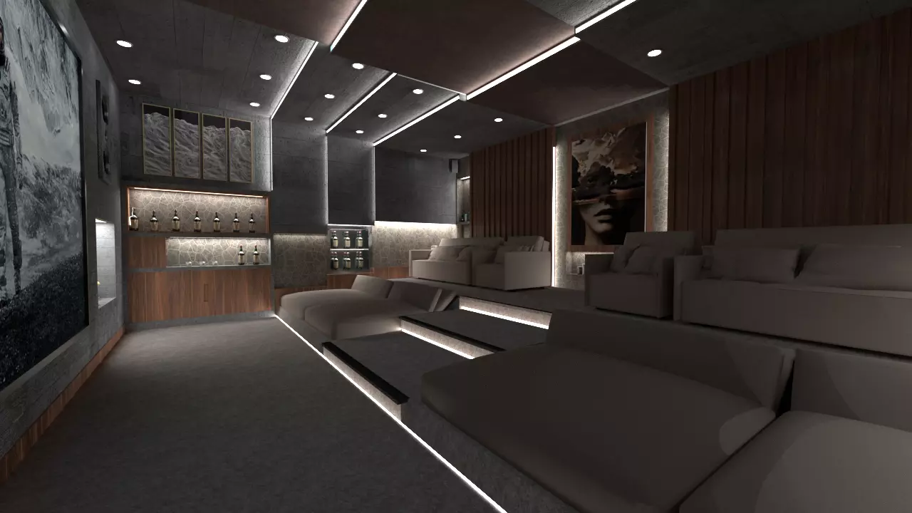 Modern Home Cinema Room Conceptual 3D Scene 3D model_0