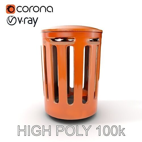 Outdoor Trash Bin Model Pack for Urban Environments Low-poly 3D model