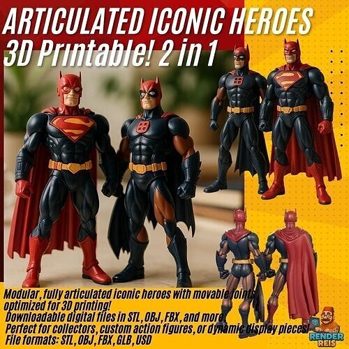 Superhero Fusion Figures 3D Printable Action Model Set 3D print model
