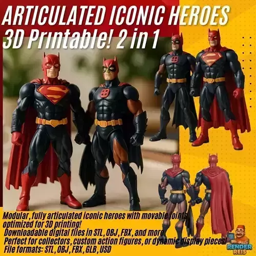 Superhero Fusion Figures 3D Printable Action Model Set