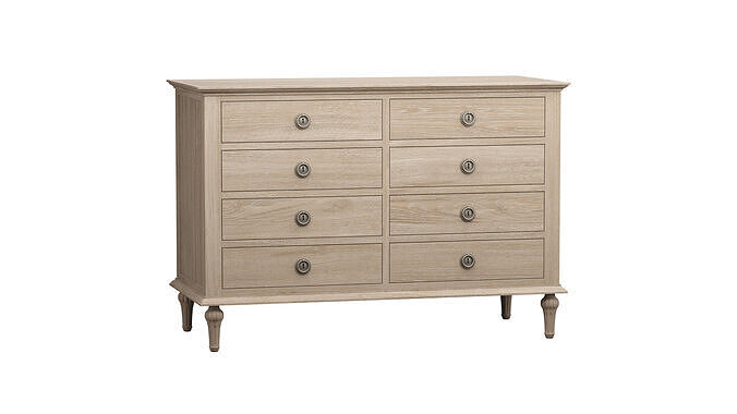 Emmerson Oak Timber 8 Drawer Chest 3D model