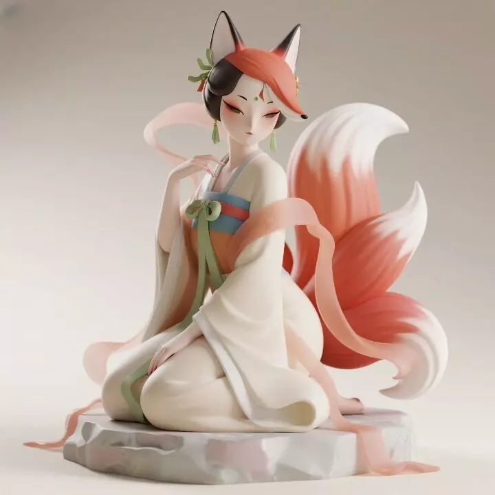 882 873 Fox Spirit Woman in Pu Song Ling Style beast 3D print model_0