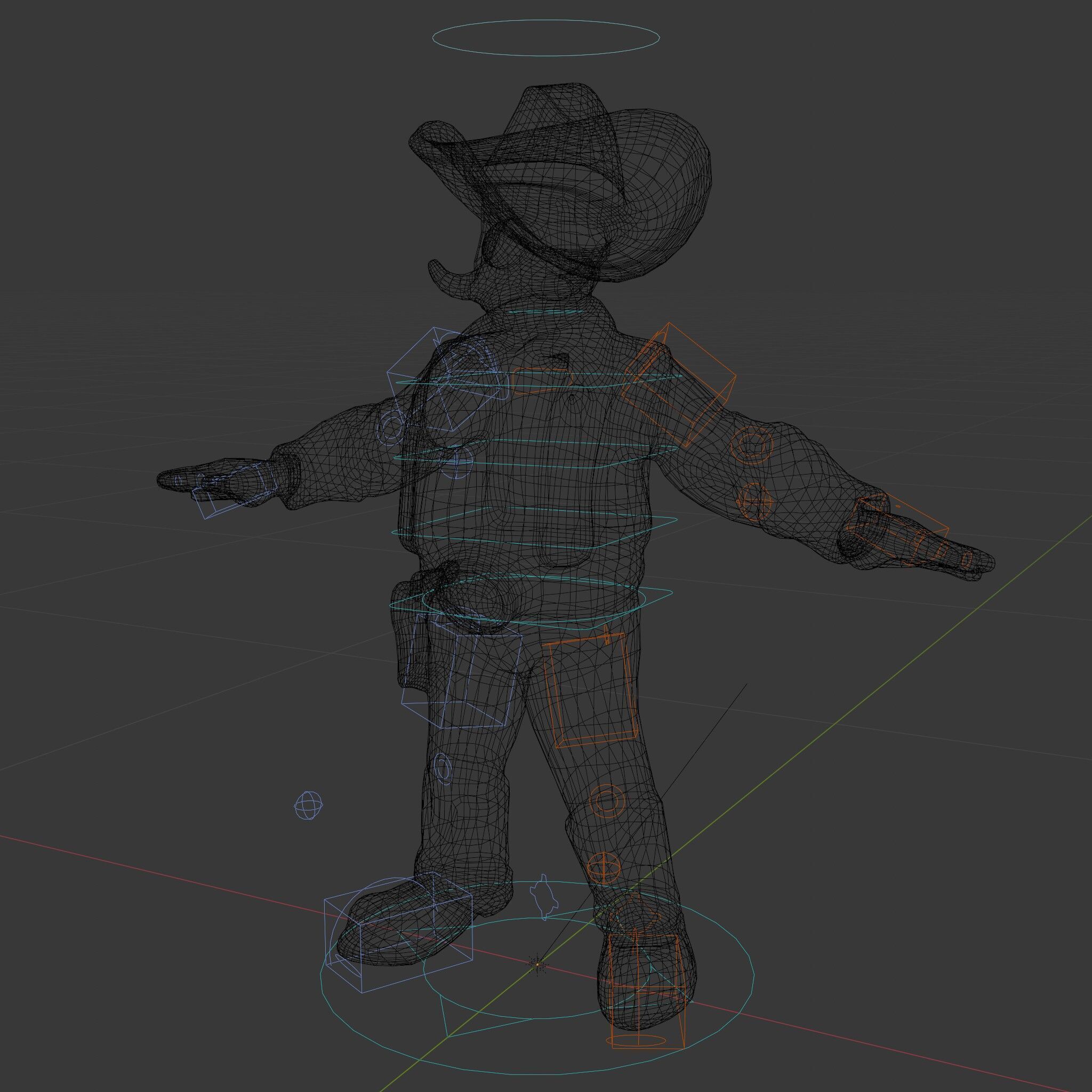 Charming Cartoon Cowboy with Hat and Mustache Low-poly 3D model_9