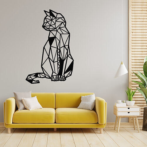 Geometric Cat Wall Art 3D print model