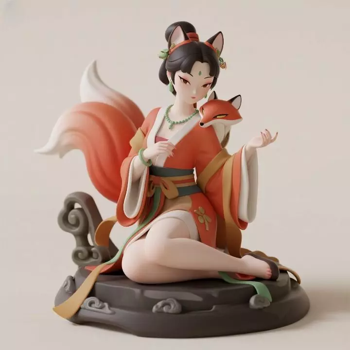 883 Fox Spirit Woman in Pu Song Ling Style beast 3D print model_0