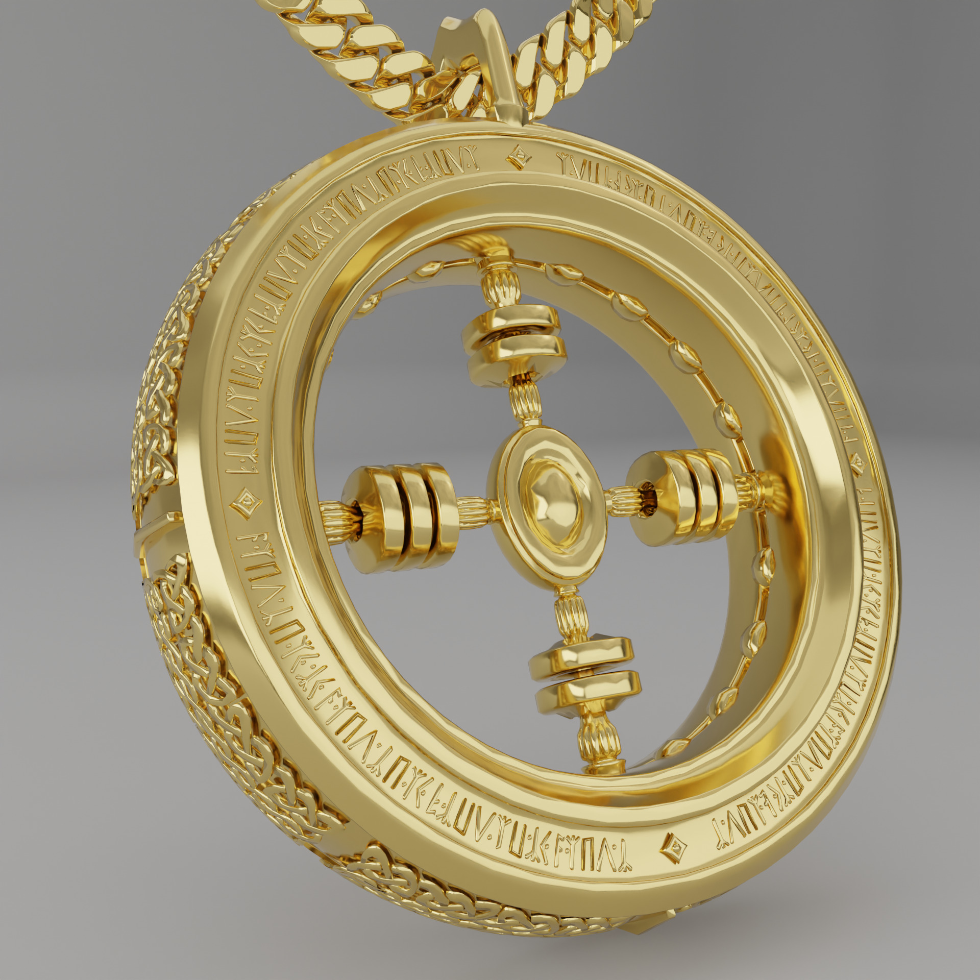 Gold Chain and Pendant 3D Model 3D model_1