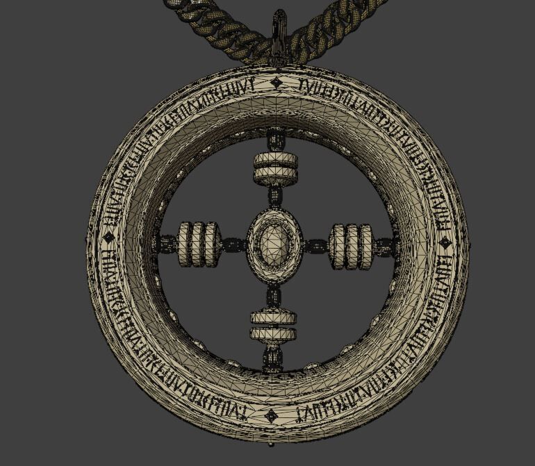 Gold Chain and Pendant 3D Model 3D model_4