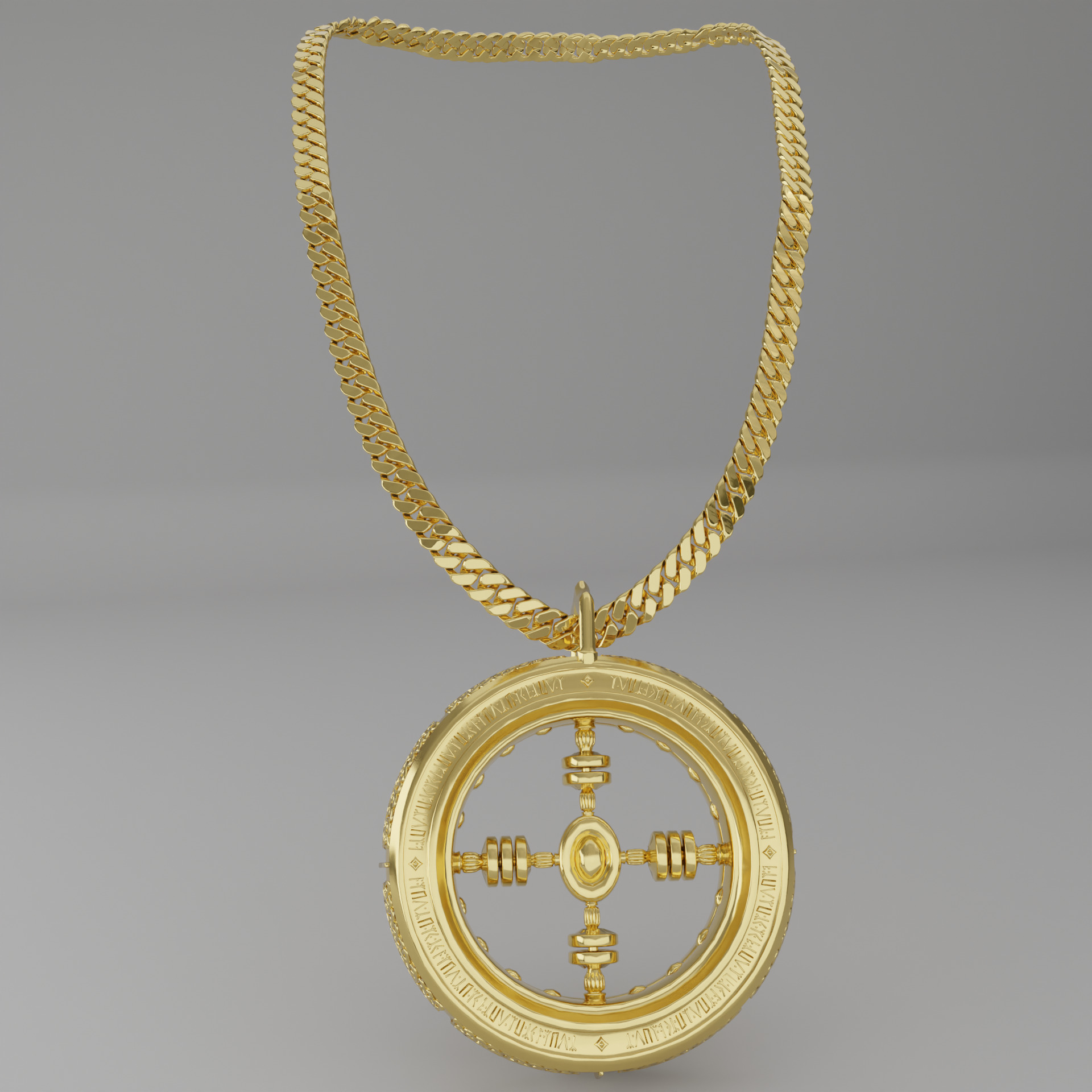 Gold Chain and Pendant 3D Model 3D model_2