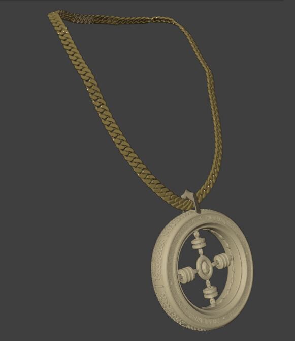 Gold Chain and Pendant 3D Model 3D model_5