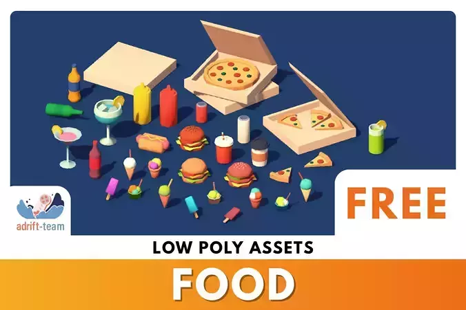 Food Pack - Low Poly Assets Free low-poly 3D model