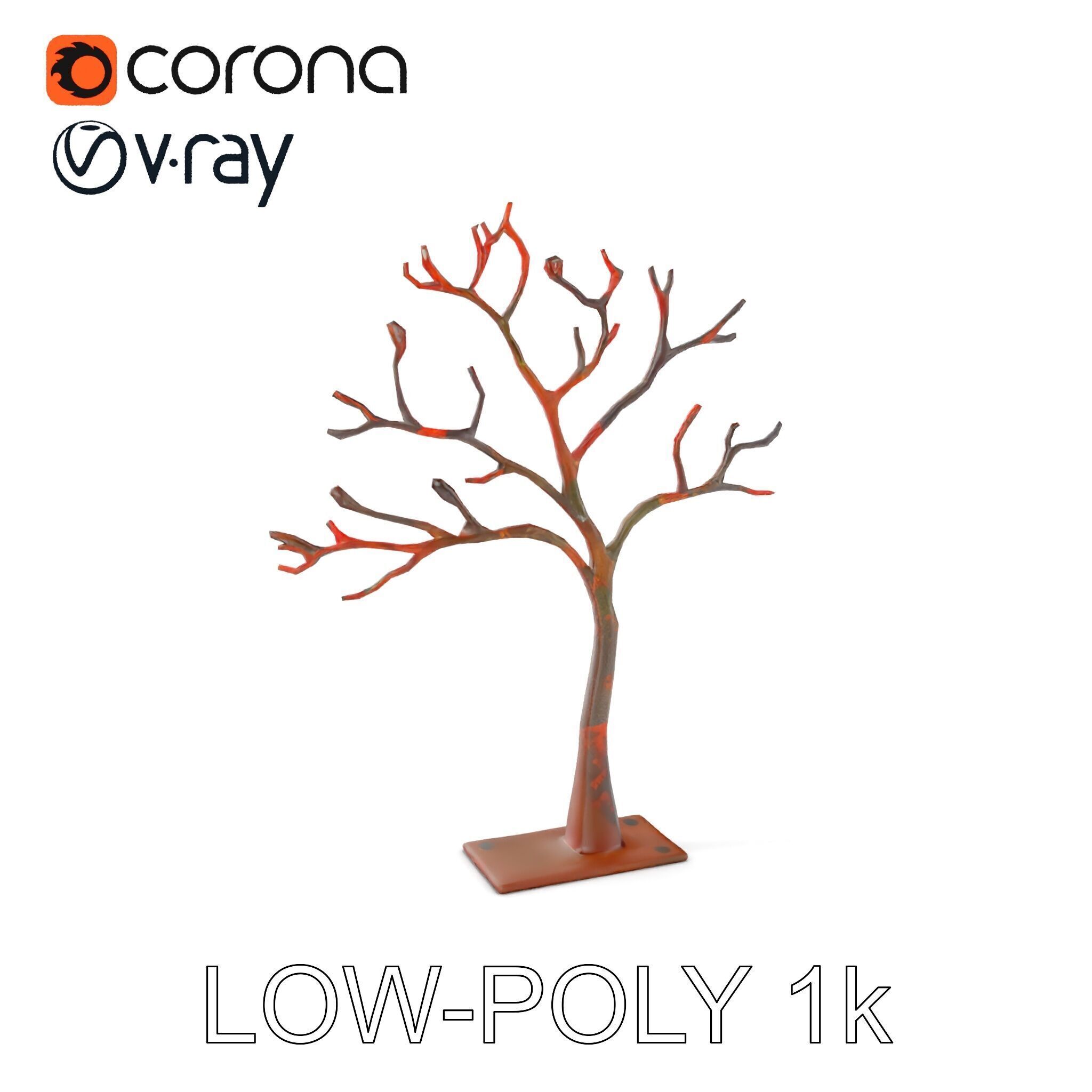 Metallic Tree Sculpture Model Pack Low-poly 3D model_8