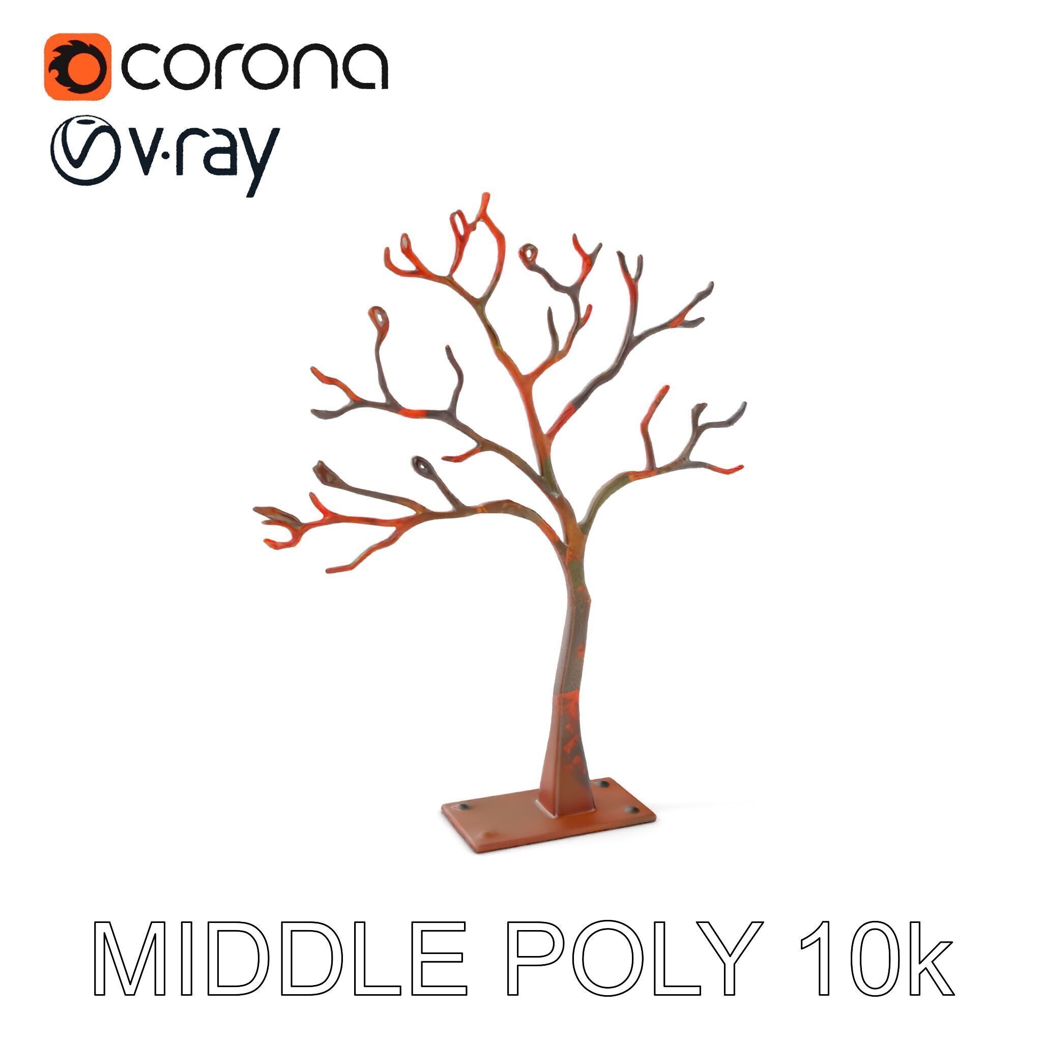 Metallic Tree Sculpture Model Pack Low-poly 3D model_7