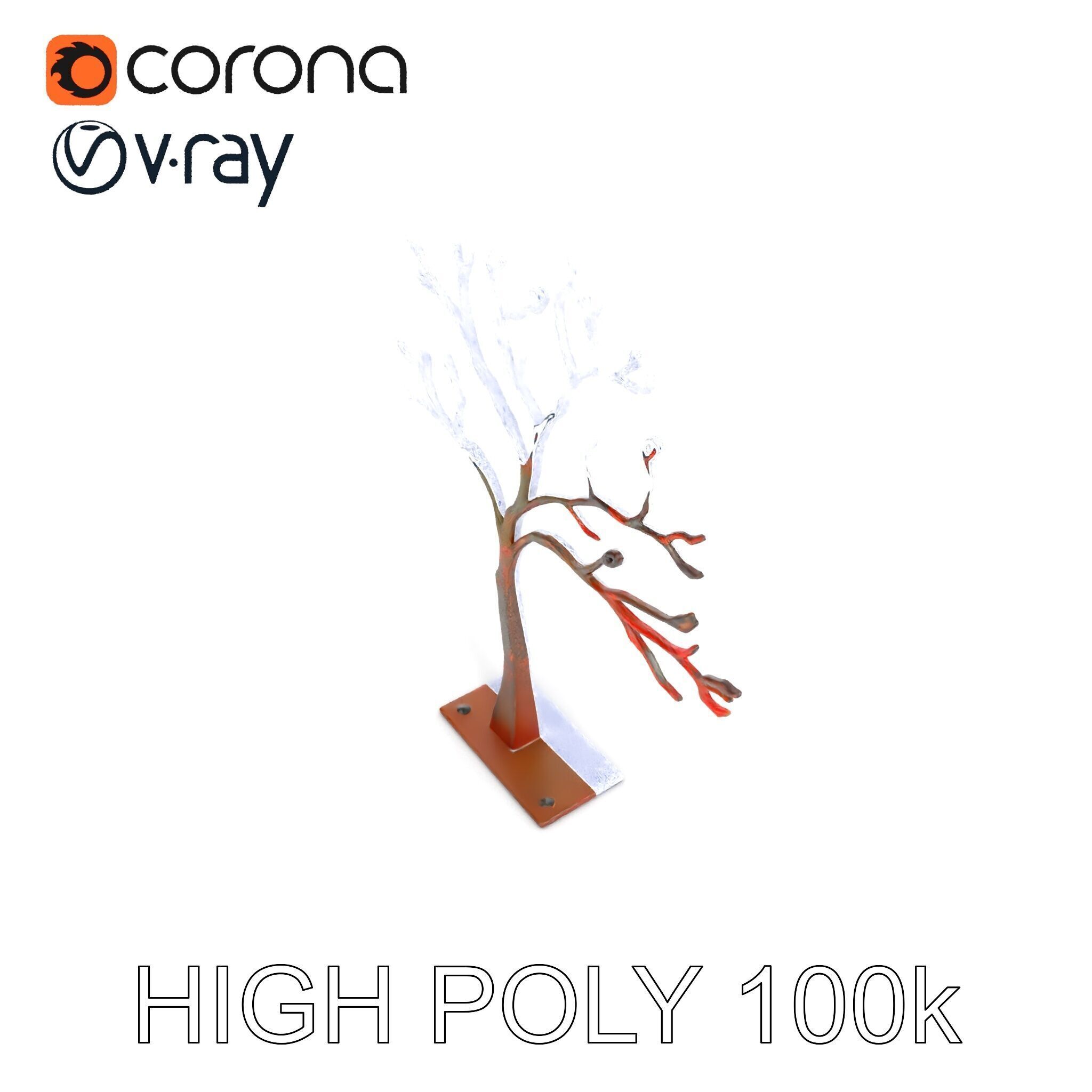 Metallic Tree Sculpture Model Pack Low-poly 3D model_30