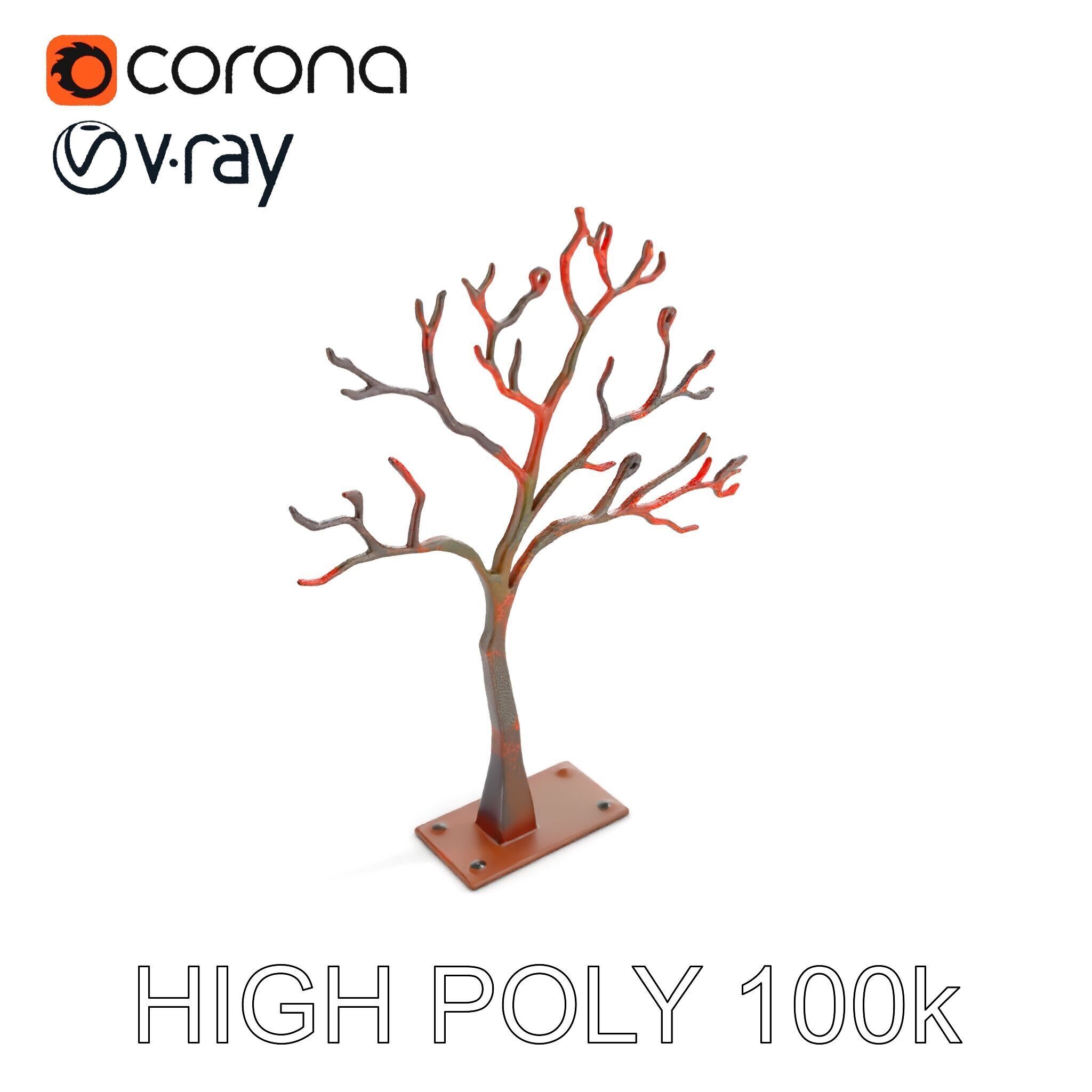Metallic Tree Sculpture Model Pack Low-poly 3D model_14