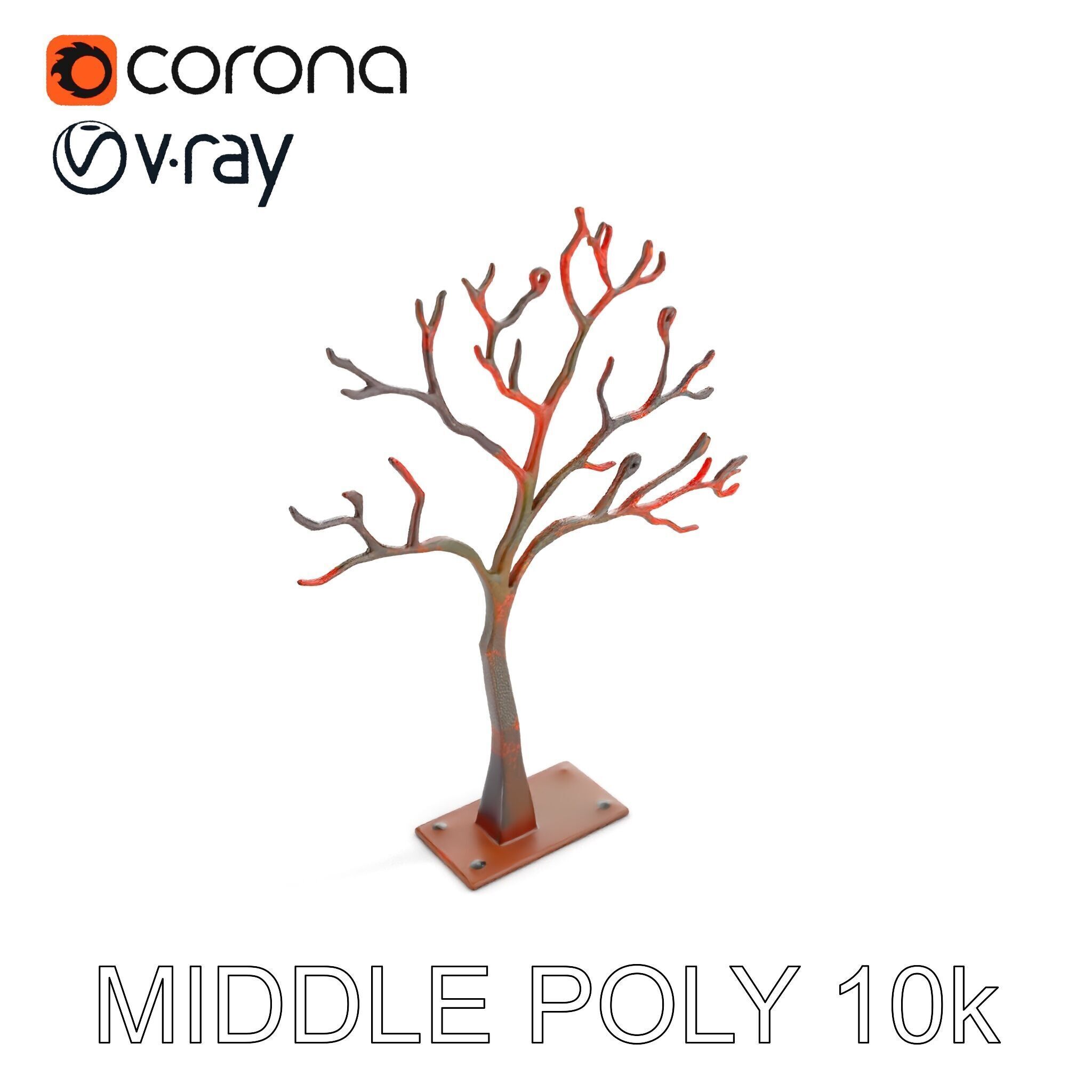 Metallic Tree Sculpture Model Pack Low-poly 3D model_9