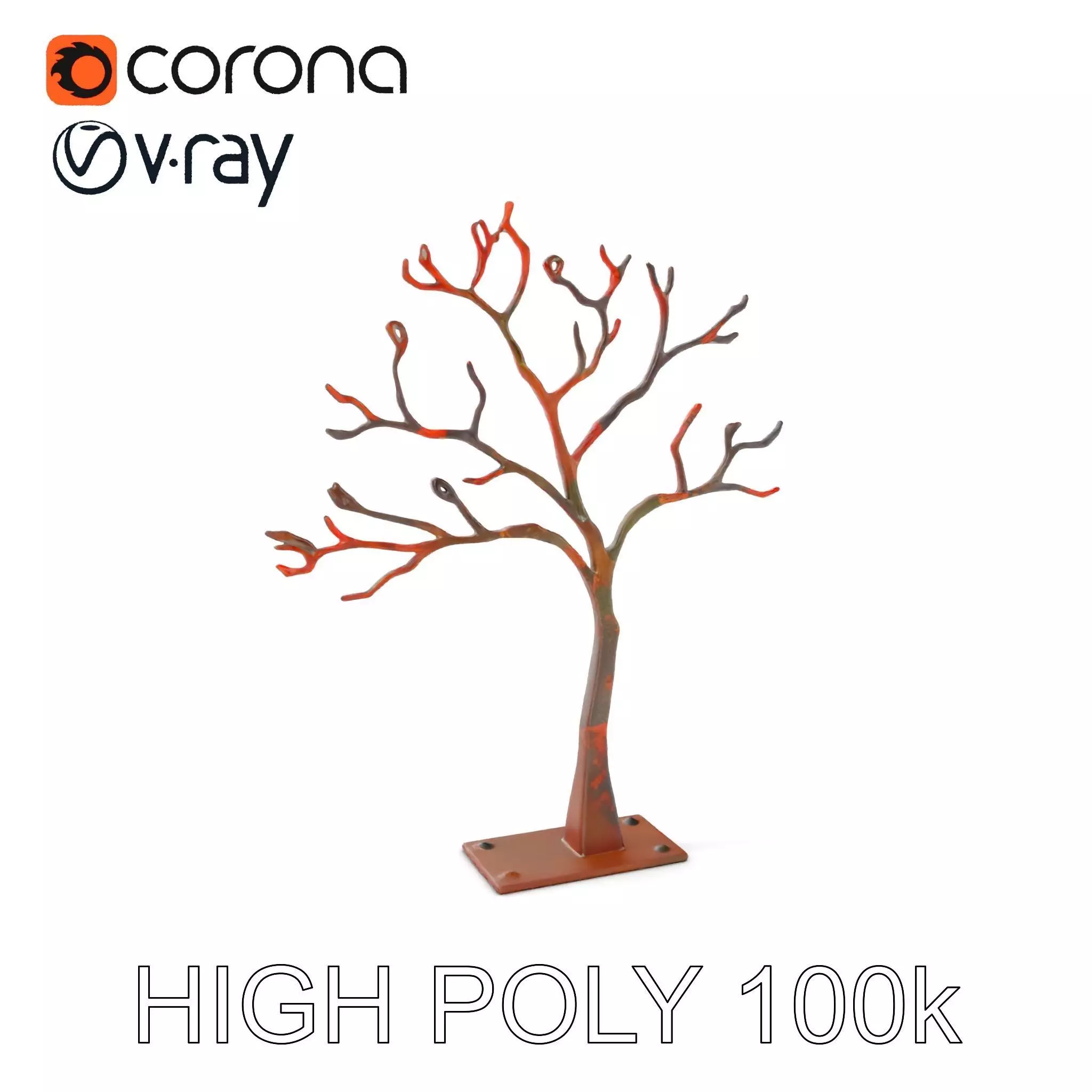 Metallic Tree Sculpture Model Pack Low-poly 3D model_0
