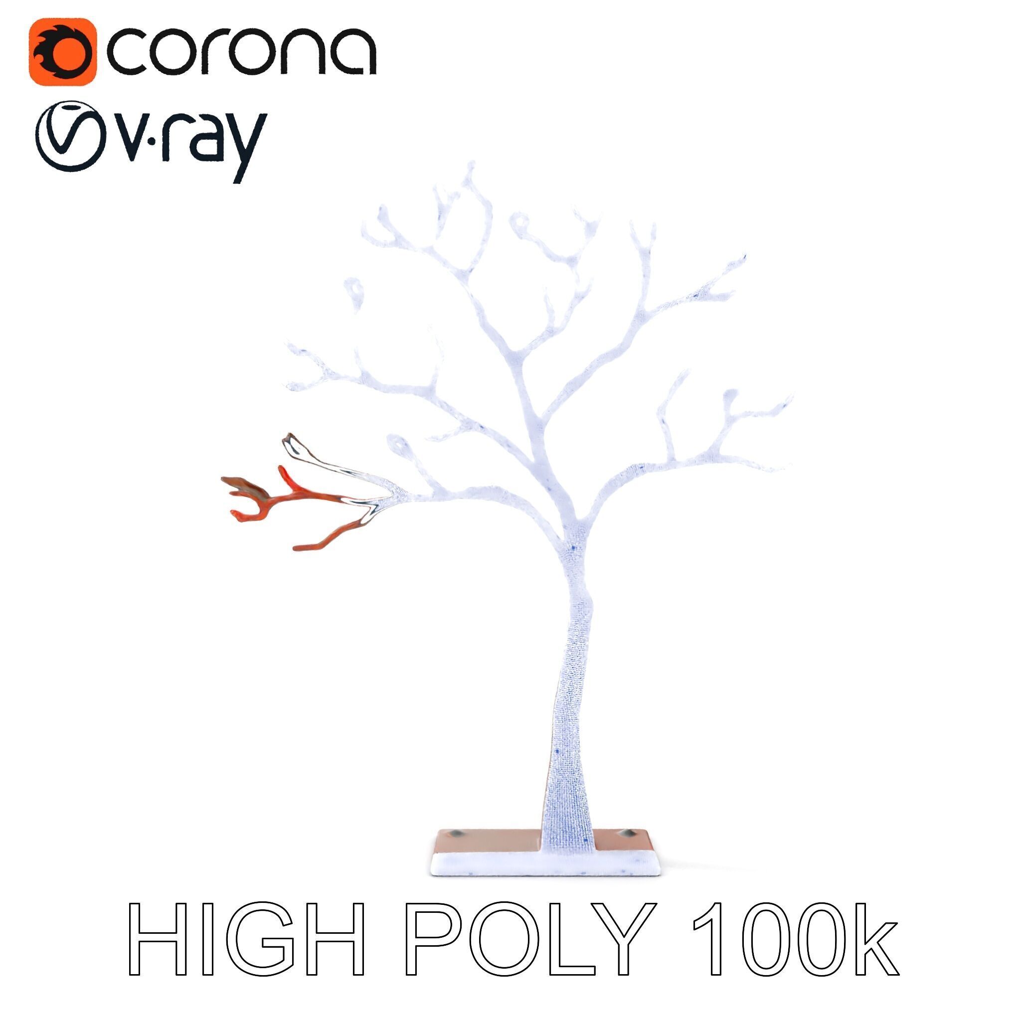 Metallic Tree Sculpture Model Pack Low-poly 3D model_36
