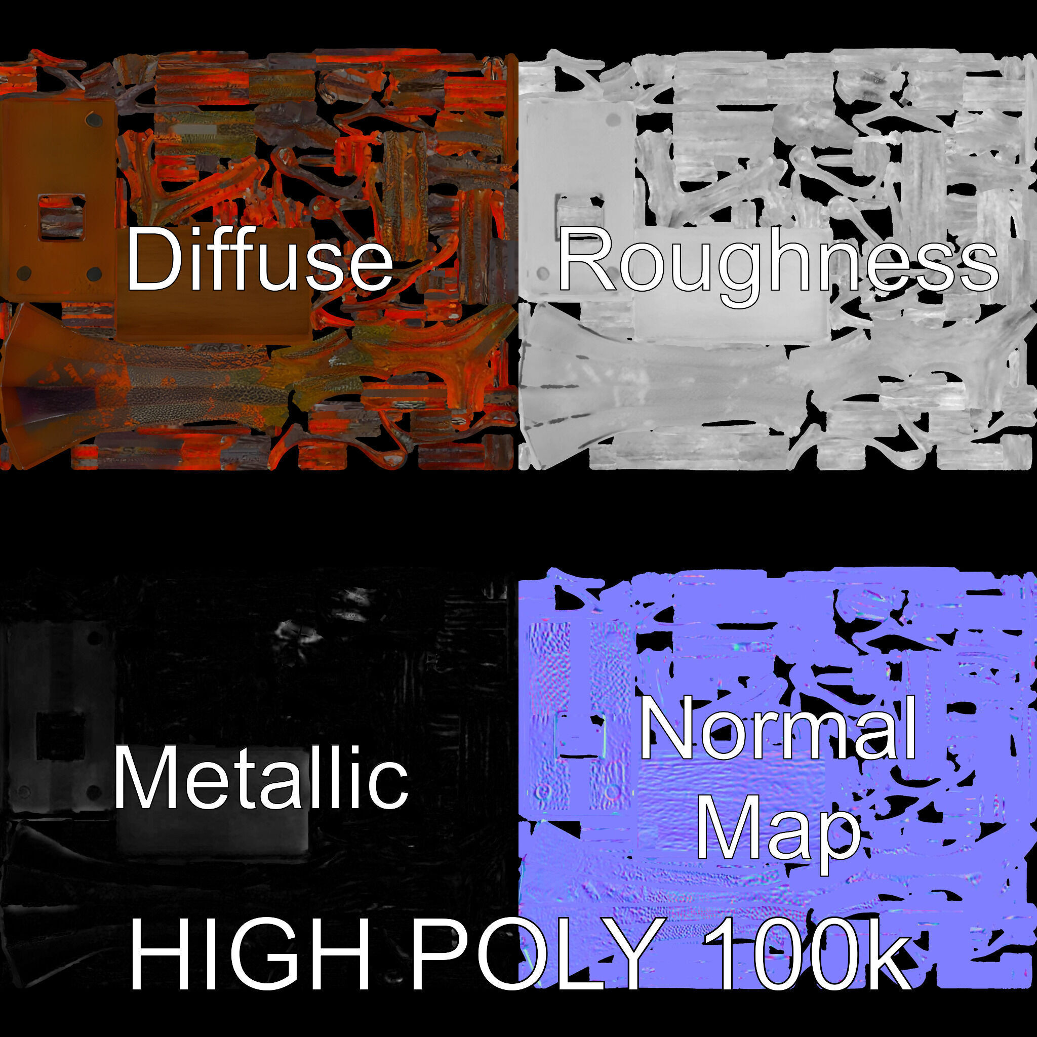 Metallic Tree Sculpture Model Pack Low-poly 3D model_4