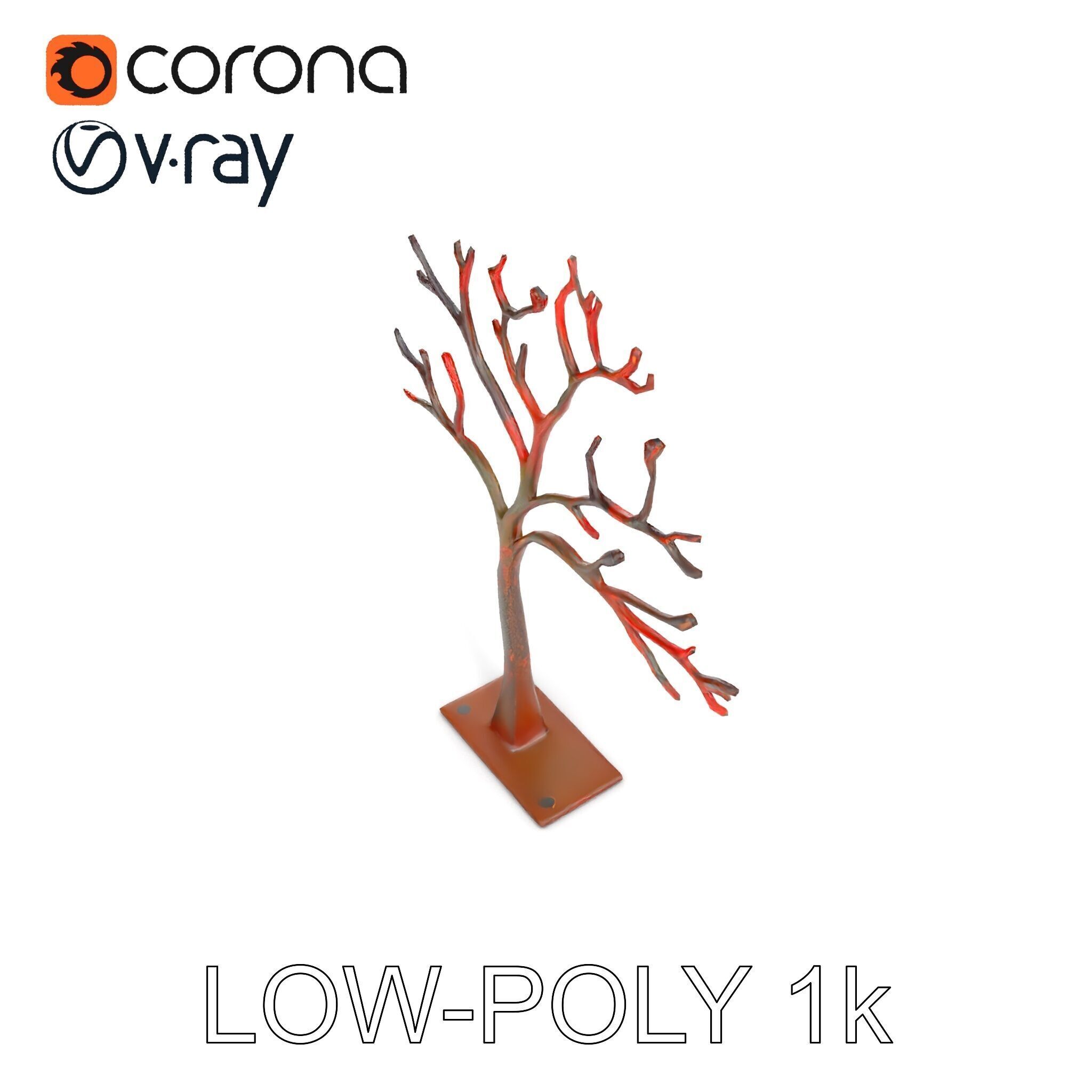Metallic Tree Sculpture Model Pack Low-poly 3D model_13