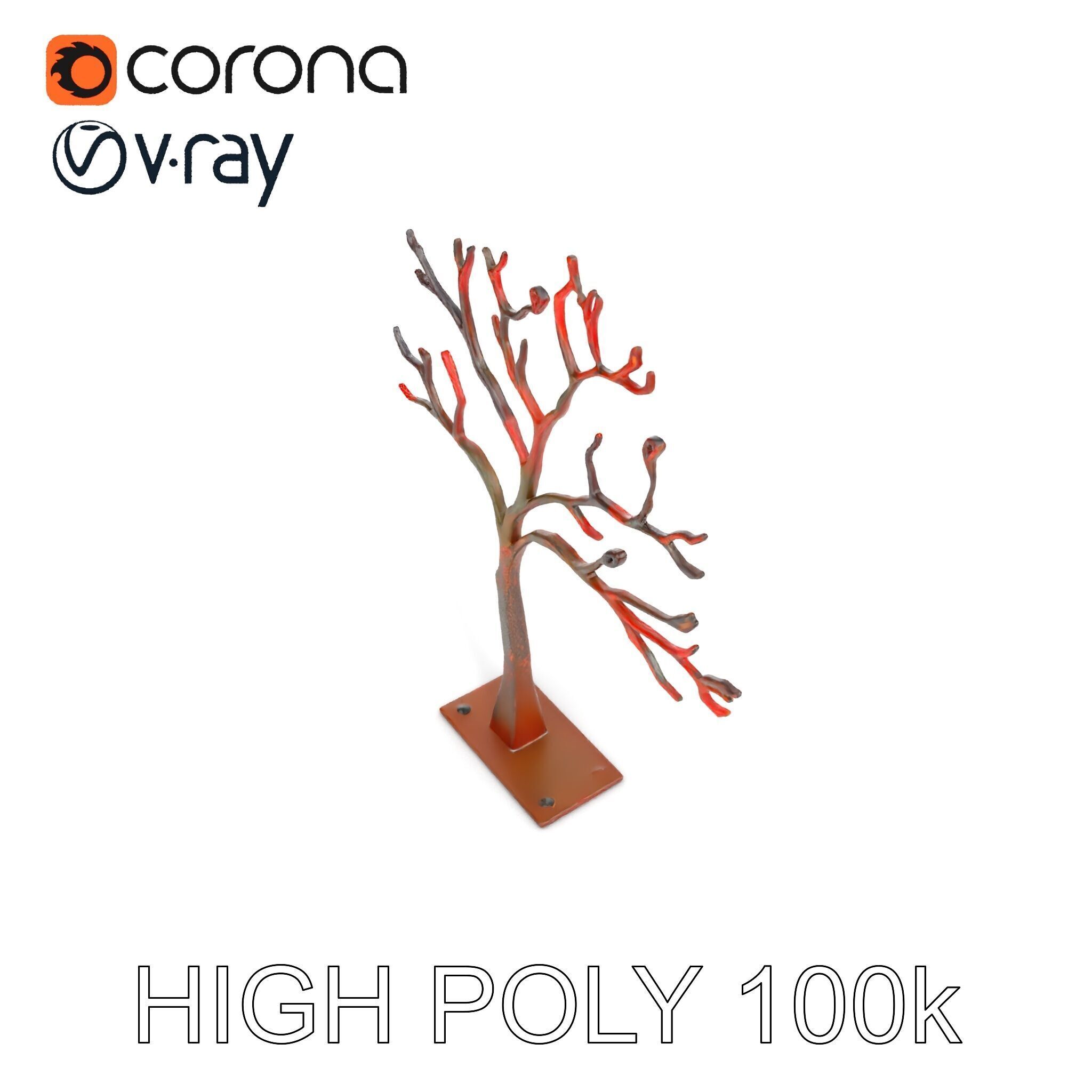 Metallic Tree Sculpture Model Pack Low-poly 3D model_17