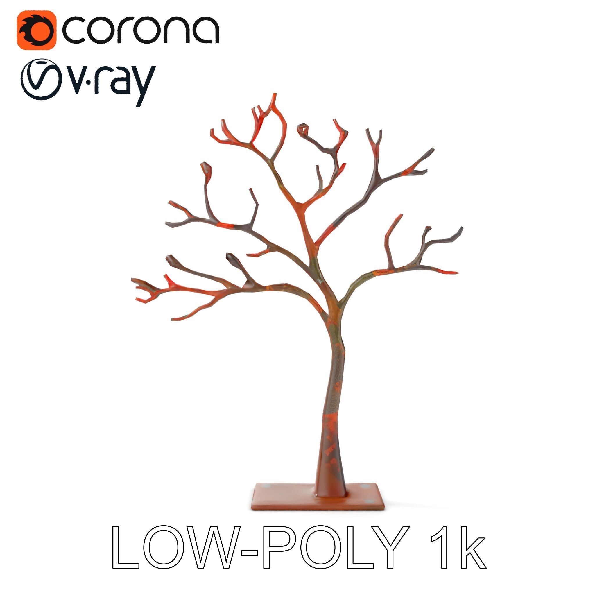 Metallic Tree Sculpture Model Pack Low-poly 3D model_19