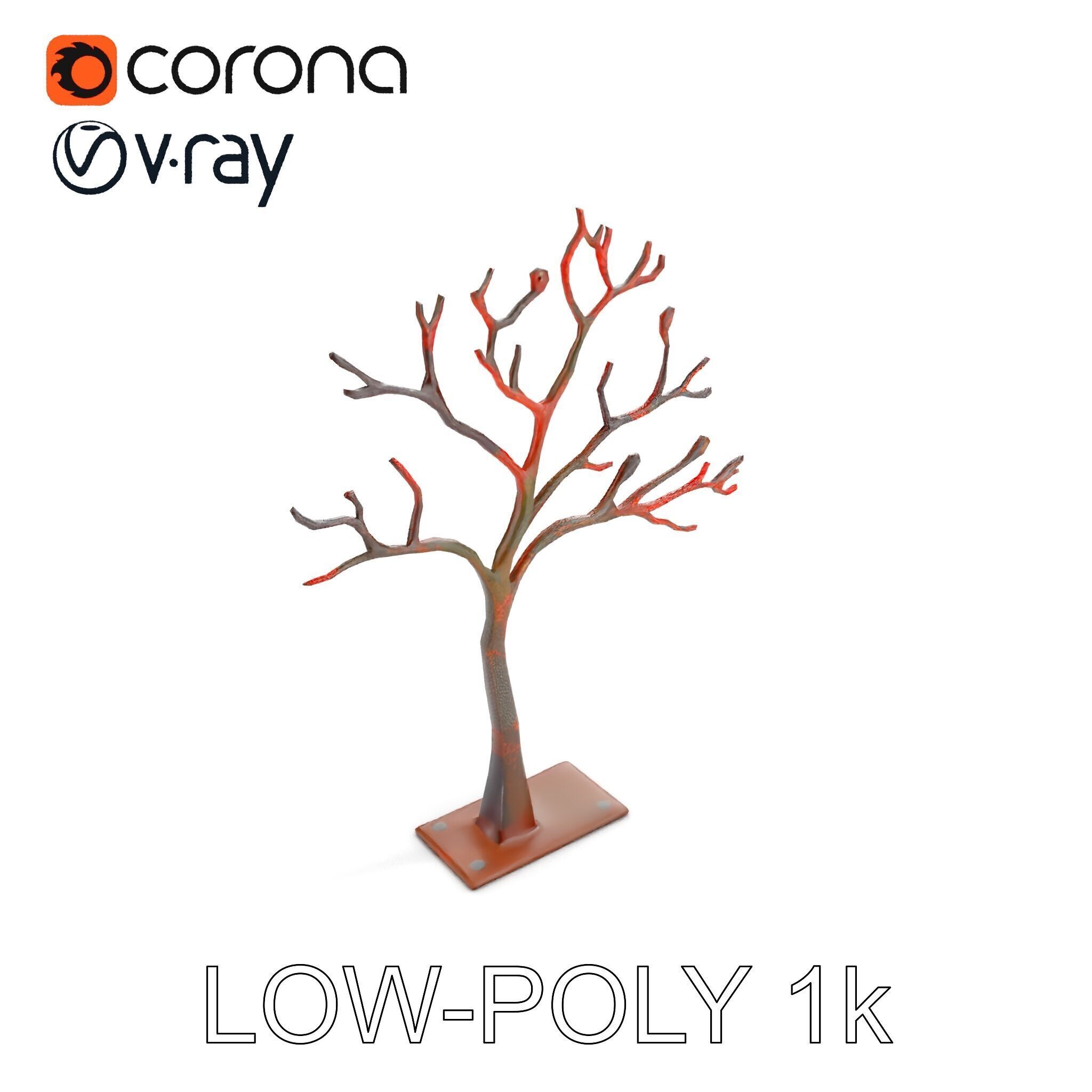 Metallic Tree Sculpture Model Pack Low-poly 3D model_10