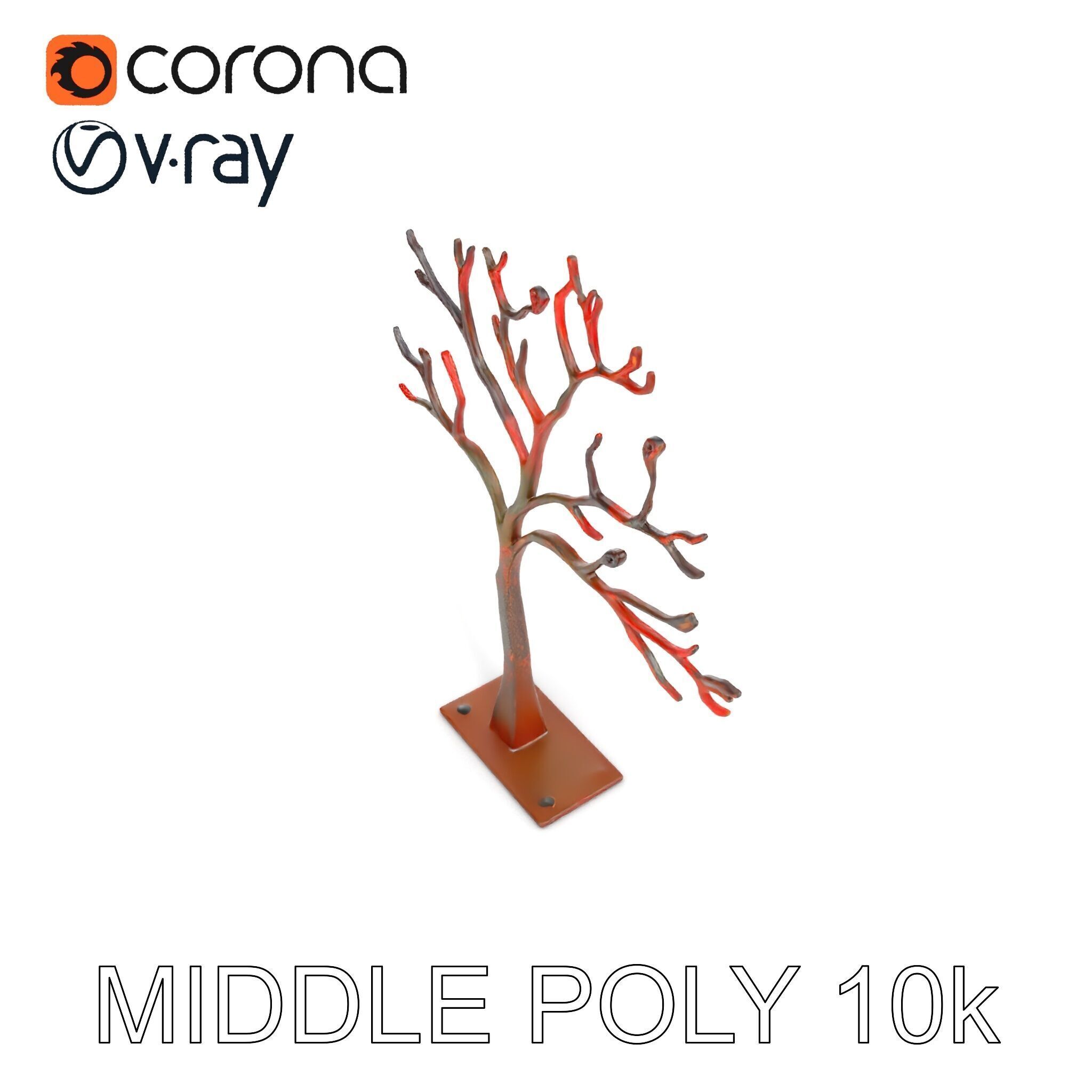 Metallic Tree Sculpture Model Pack Low-poly 3D model_18